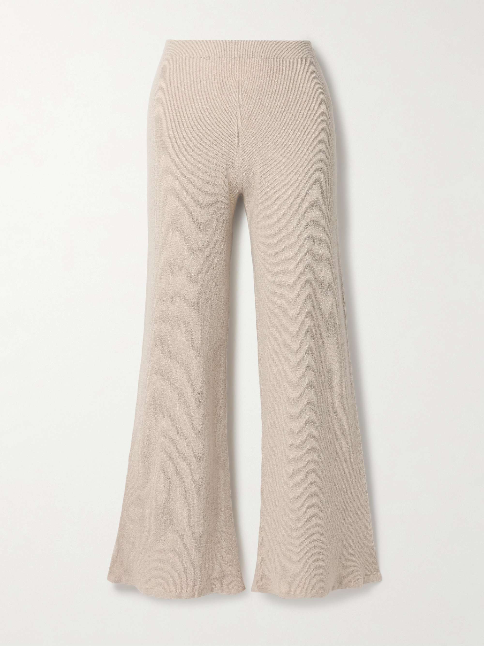 Delicash ribbed cashmere and silk-blend wide-leg pants view