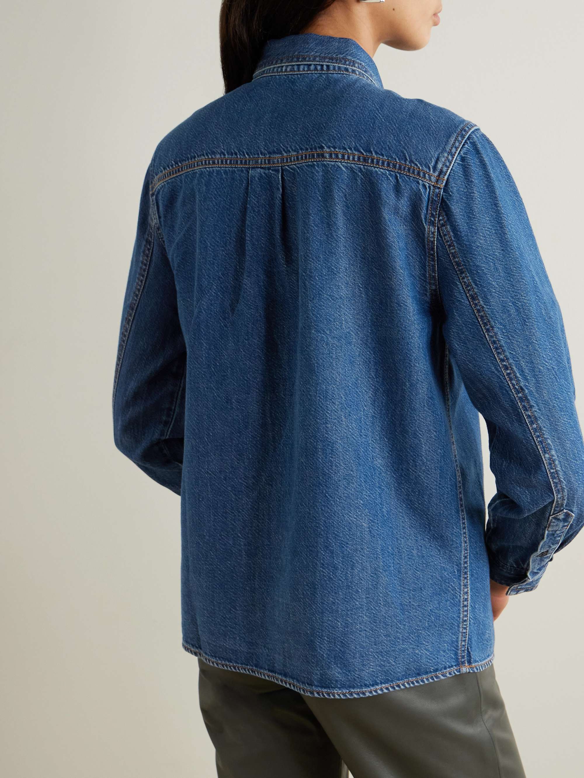The Secretary pussy-bow denim shirt view