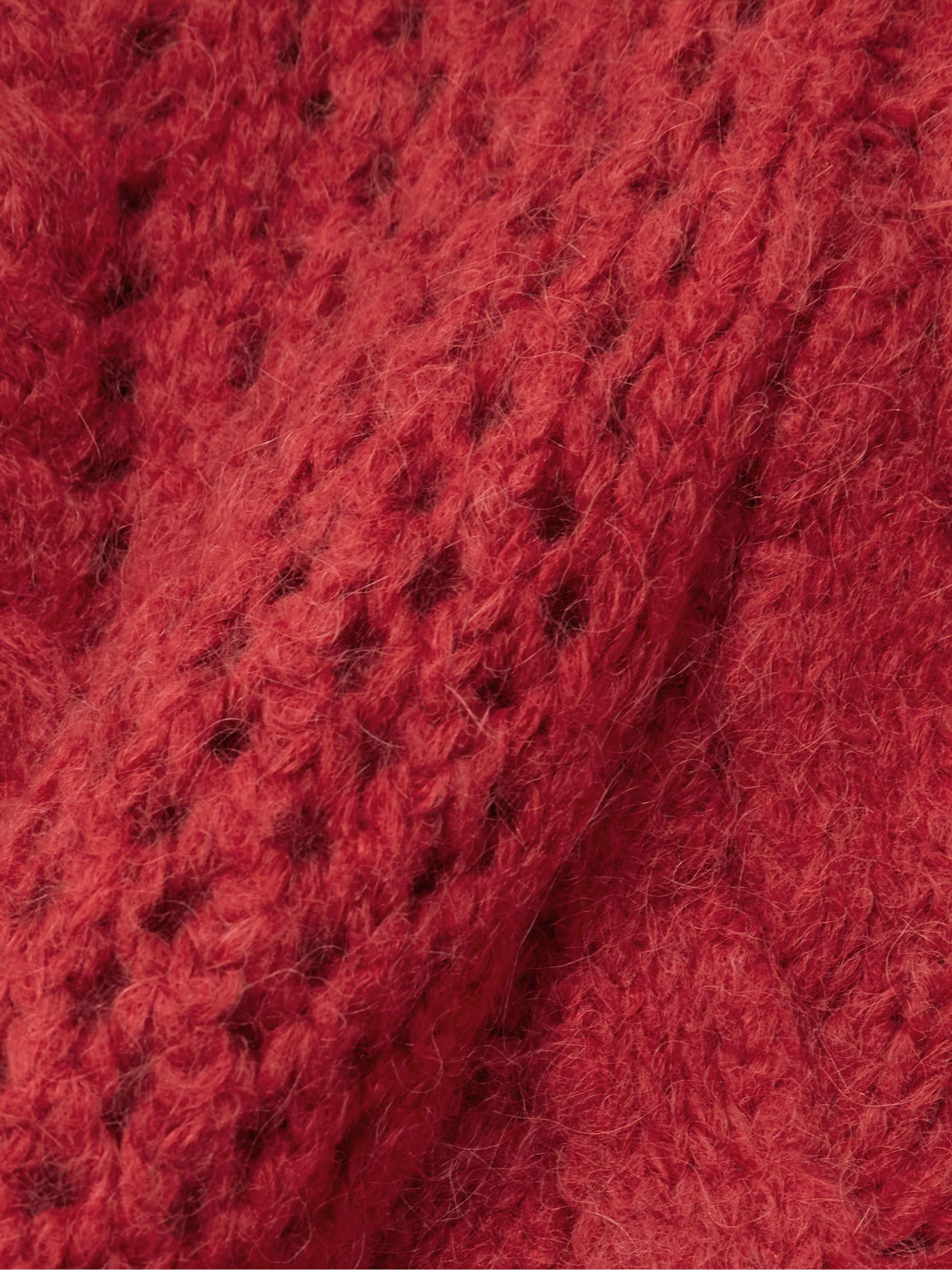 Open and cable-knit alpaca-blend cardigan view