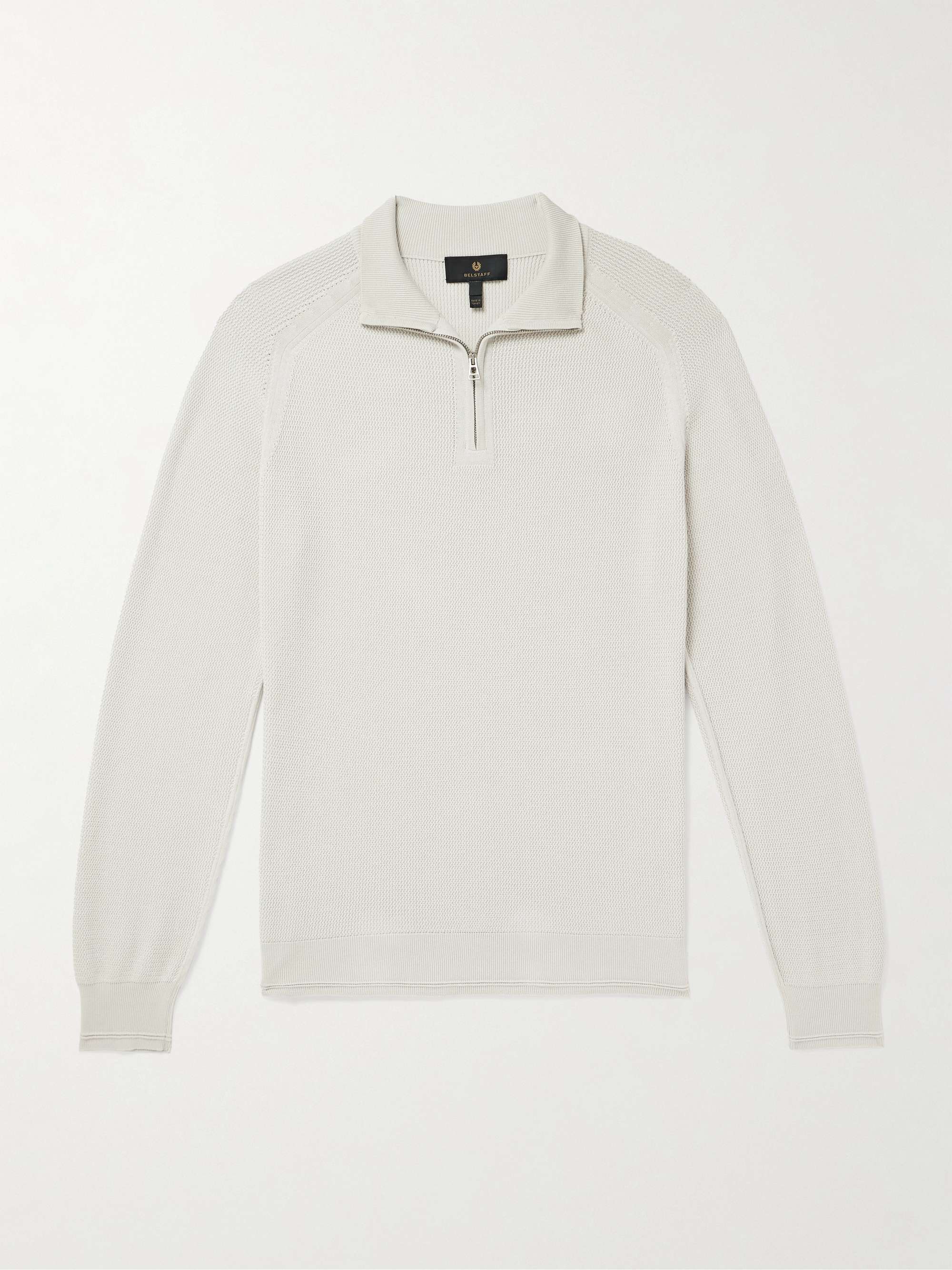 Guide Logo-Appliquéd Cotton Half-Zip Sweater view