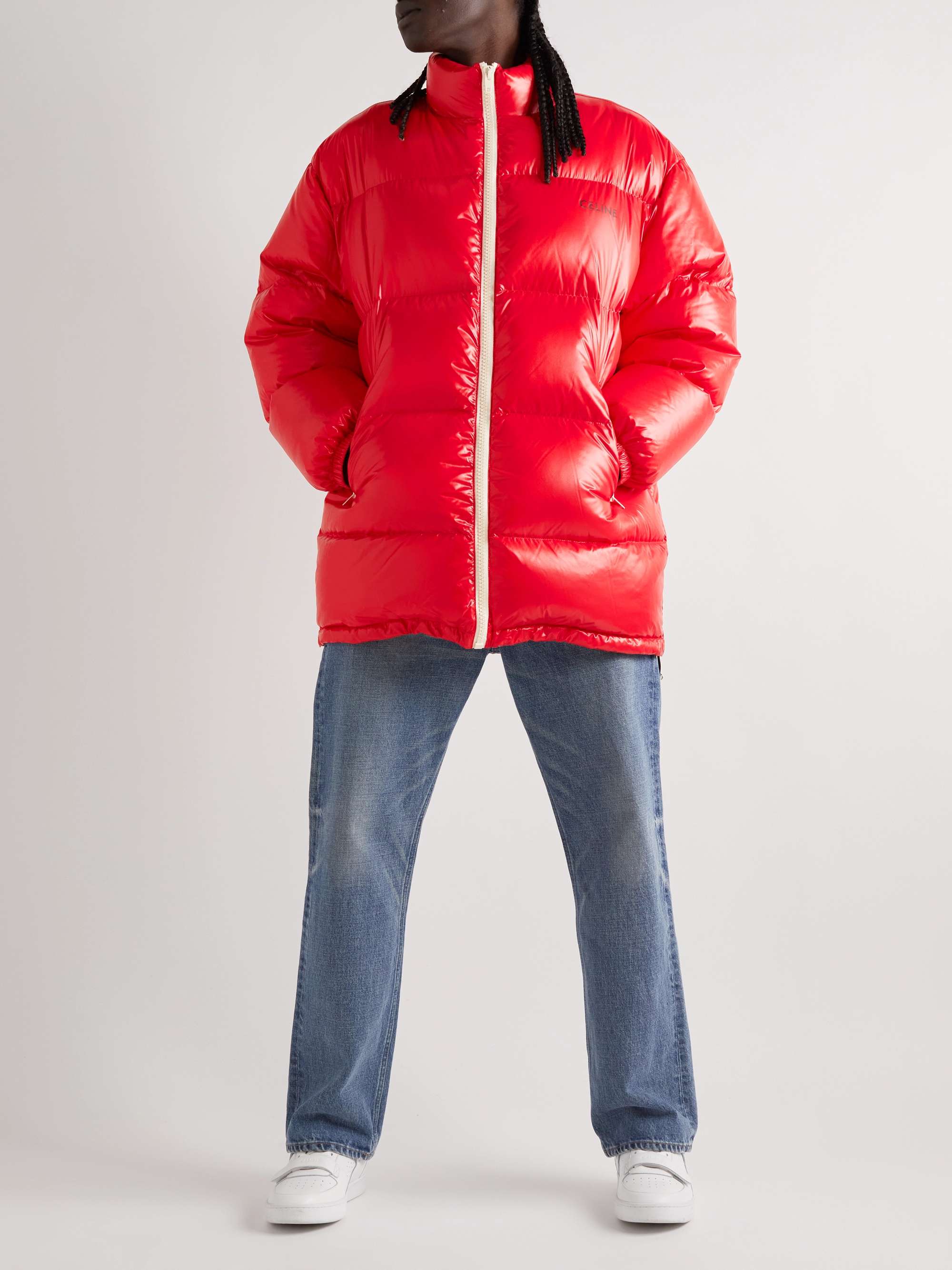 Logo-Print Quilted Glossed-Nylon Down Jacket view