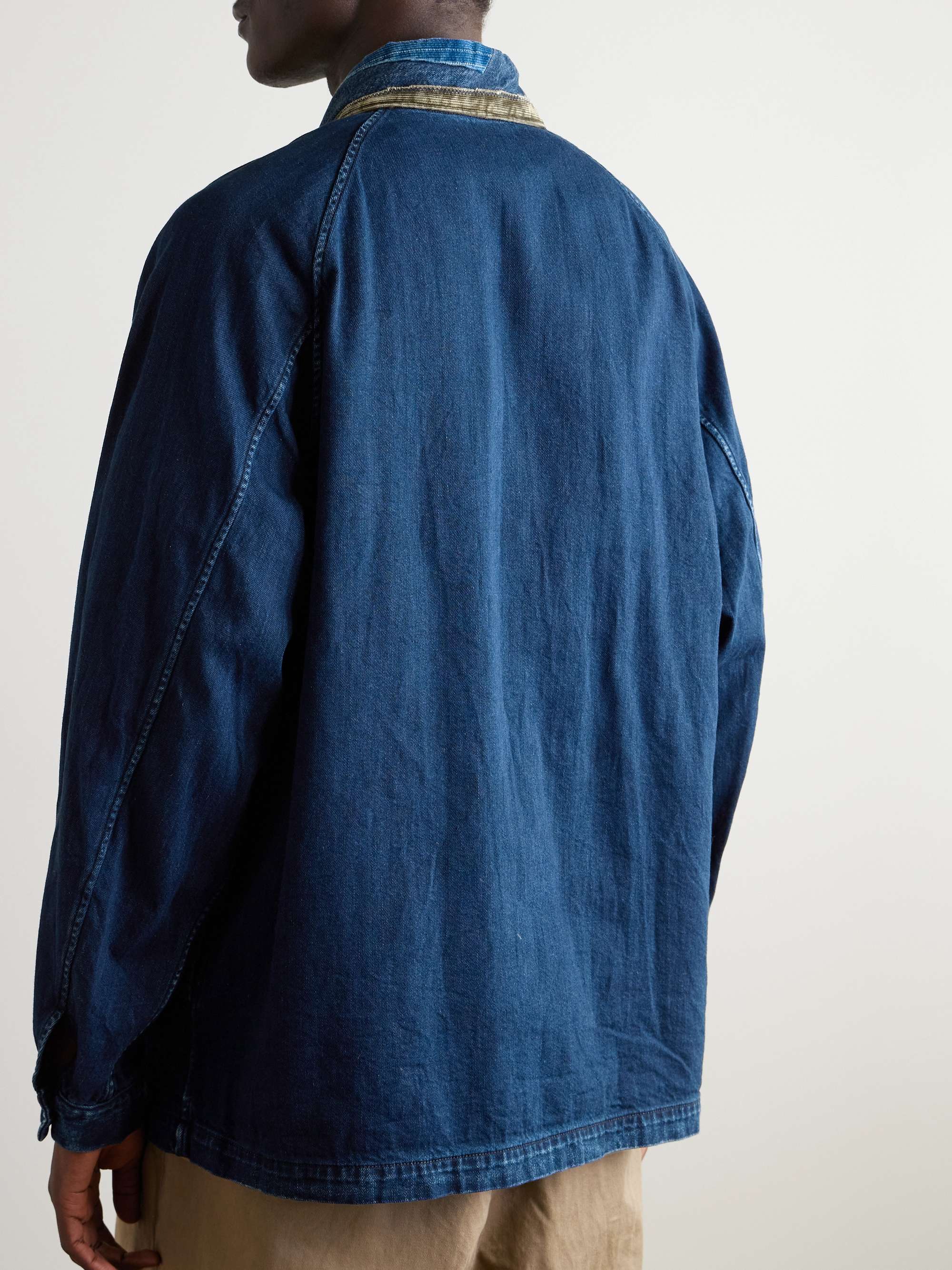 Tiger Juddbhan Patchwork Corduroy-Trimmed Denim Cardigan view