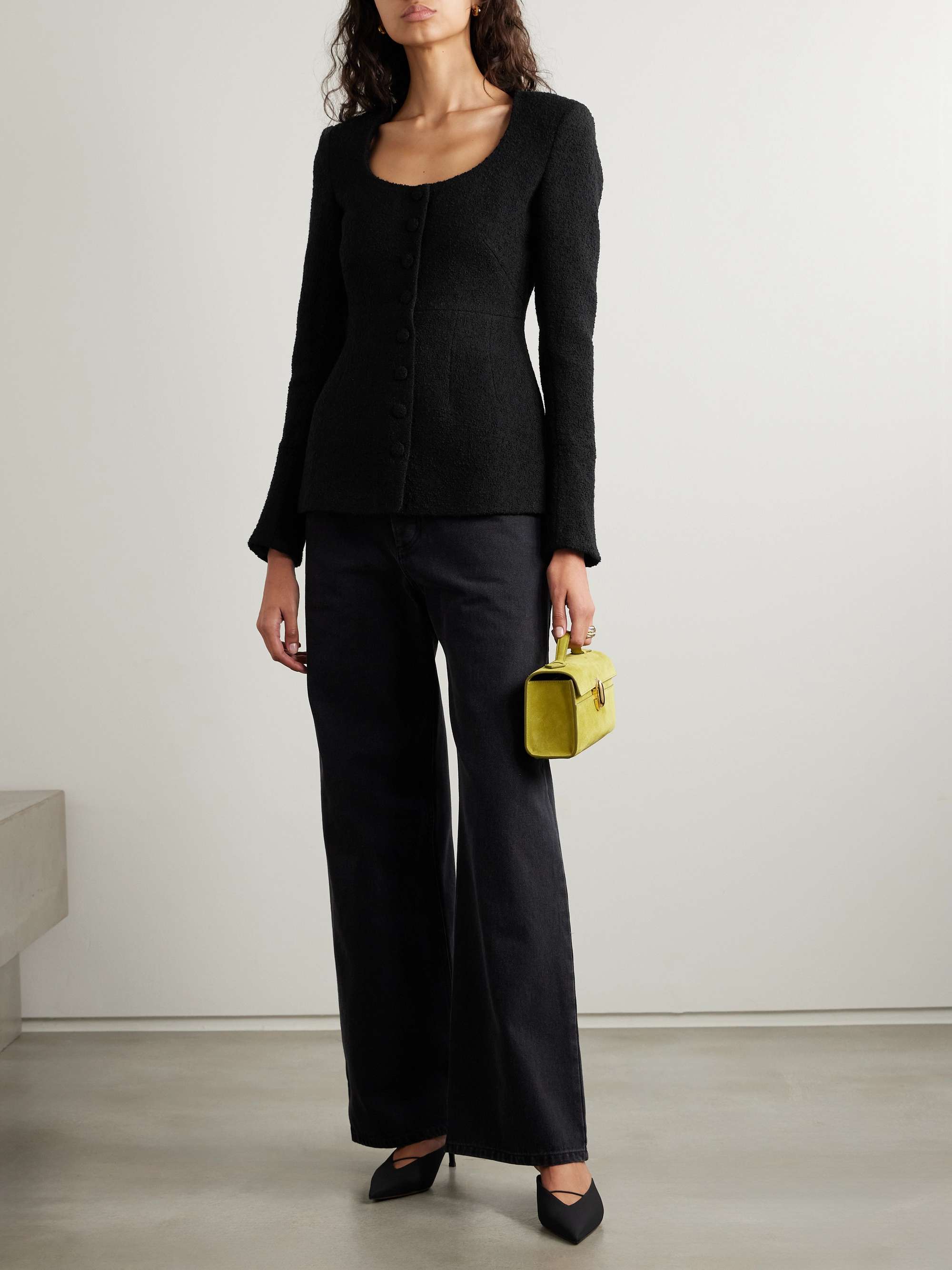 Amber wool-blend tweed blouse view