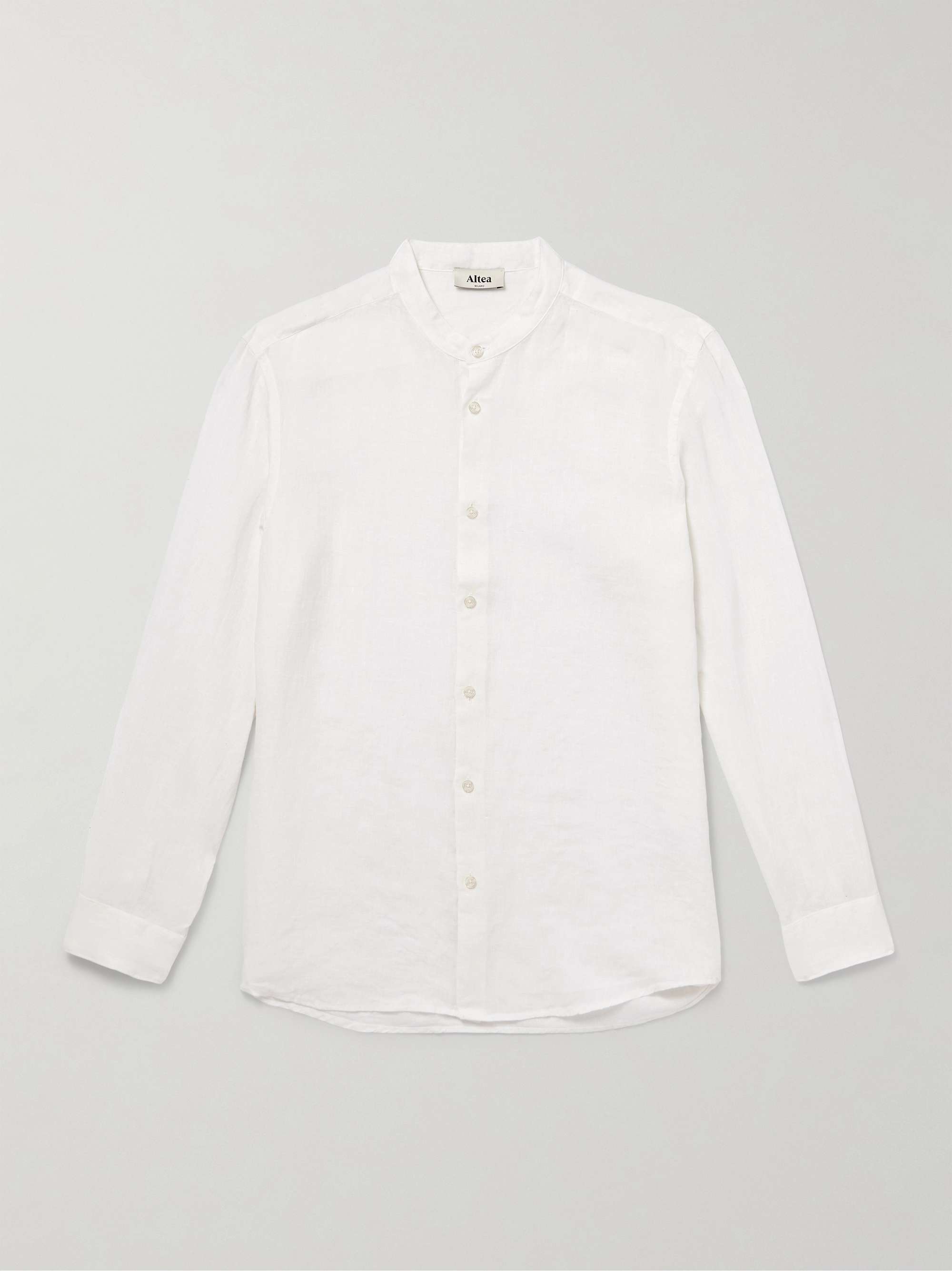 Clark Grandad-Collar Garment-Dyed Linen Shirt view