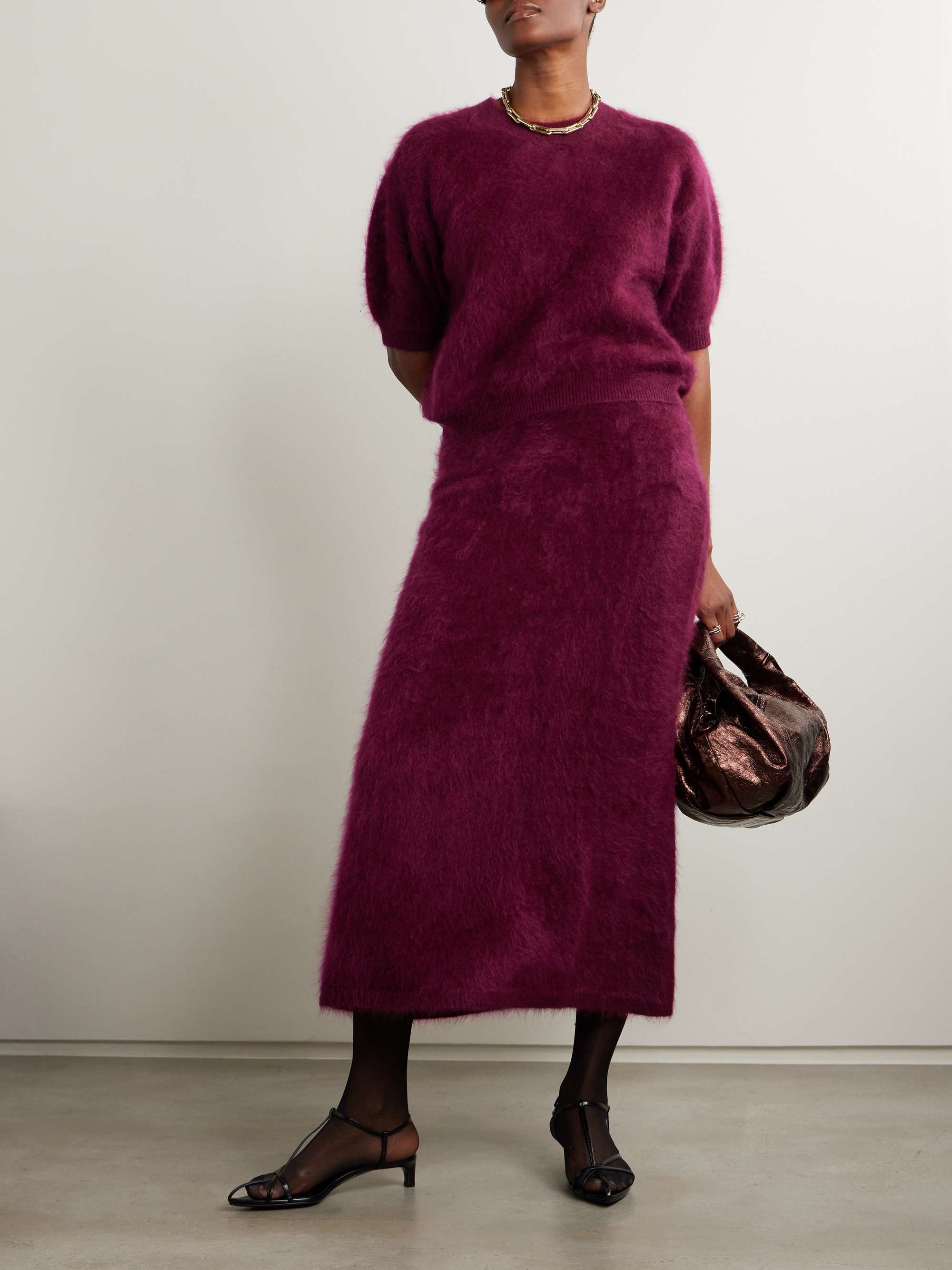Asta brushed-cashmere midi skirt view