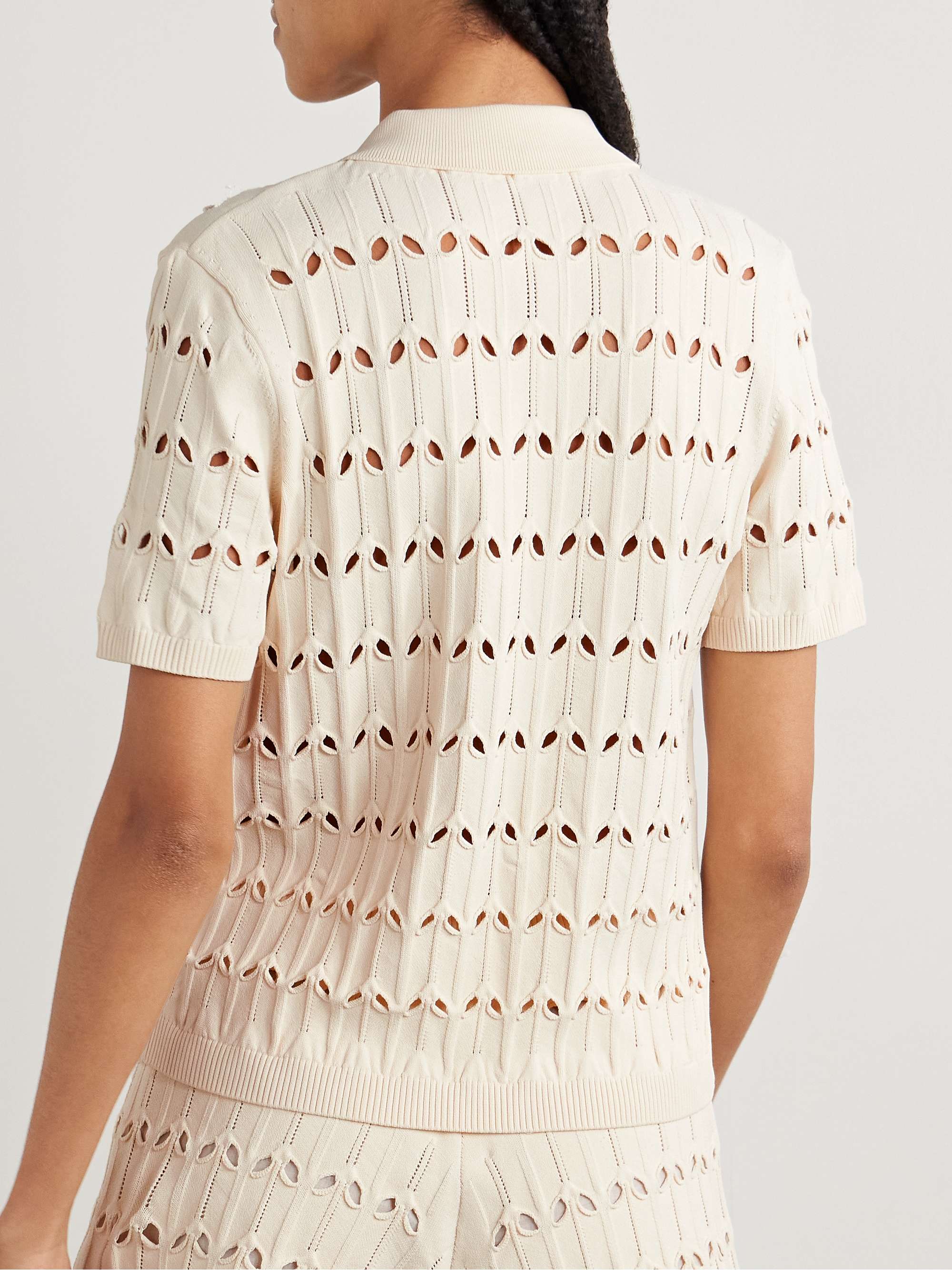 Rhiannon cutout pointelle-knit polo shirt view