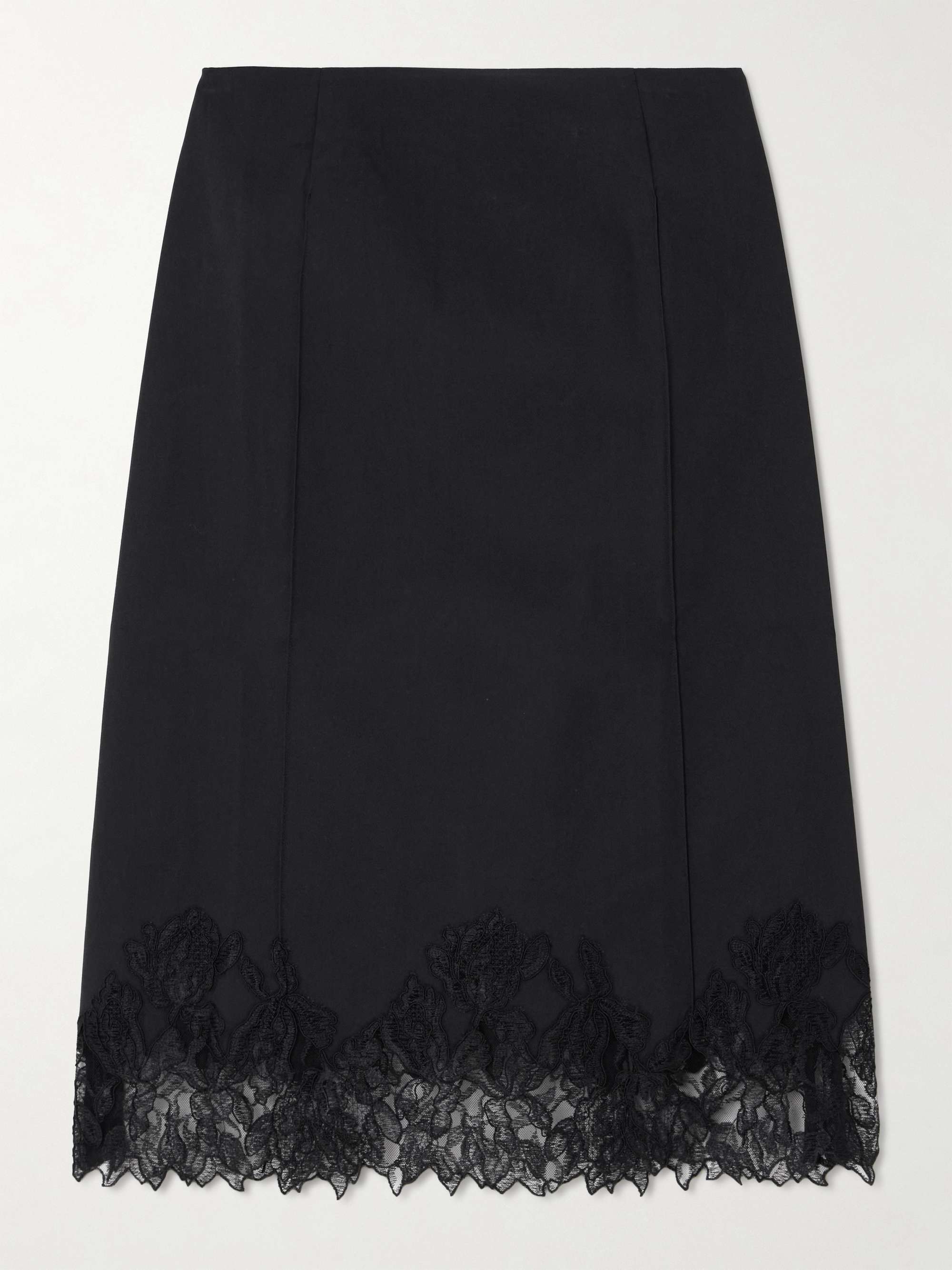 Elsain corded lace-trimmed cotton-blend midi skirt view
