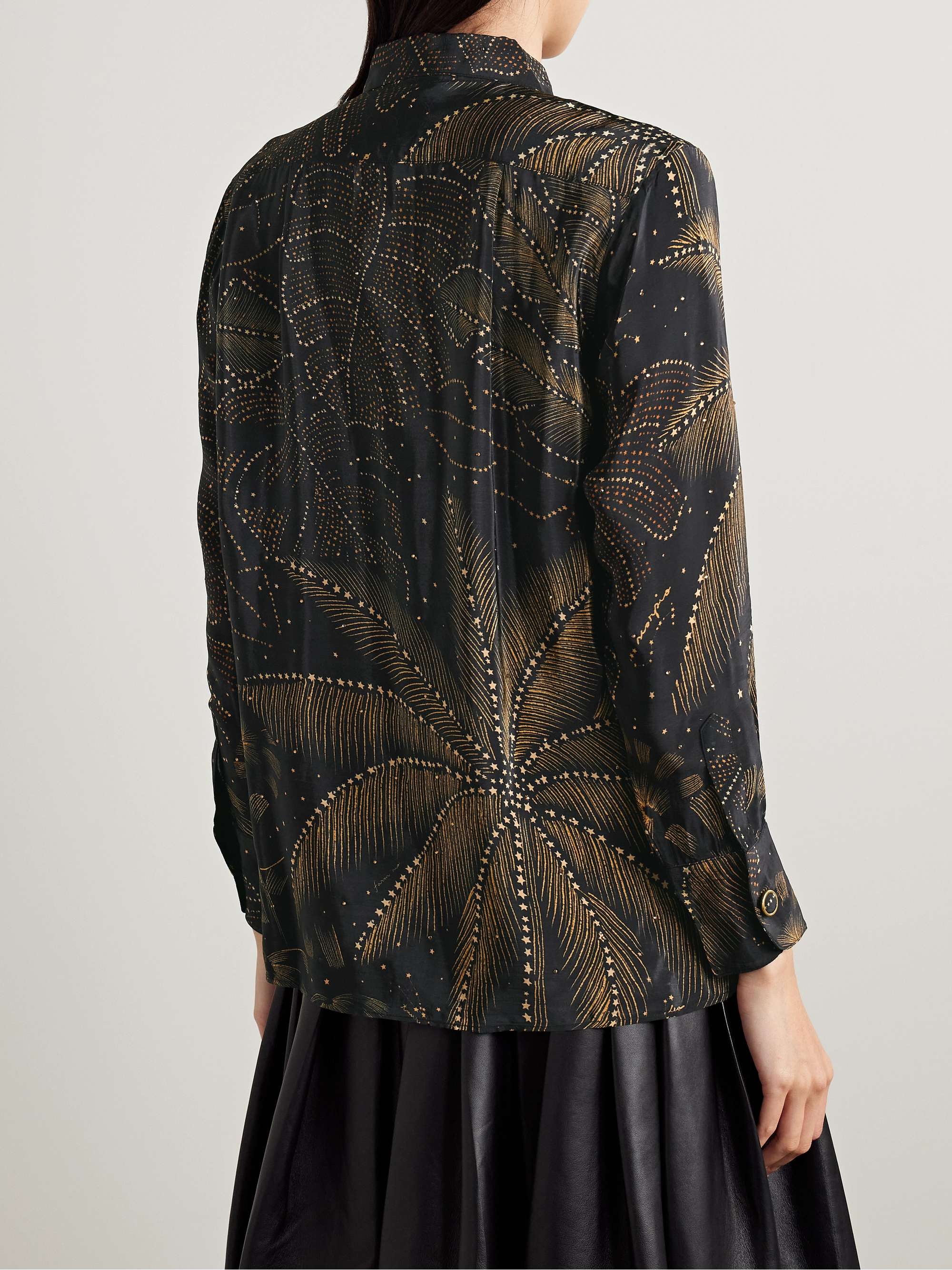Crystal-embellished printed crepe de chine shirt view