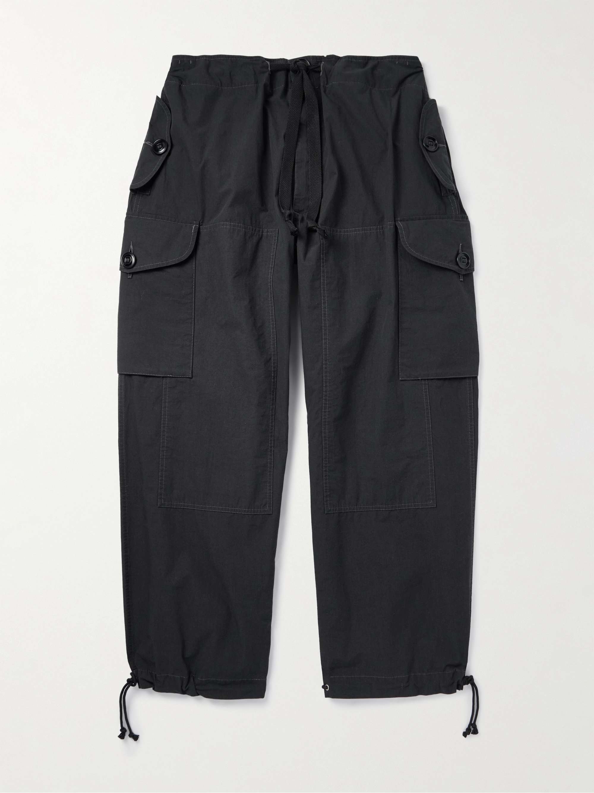 Bootcut Cotton-Blend Drawstring Cargo Trousers view
