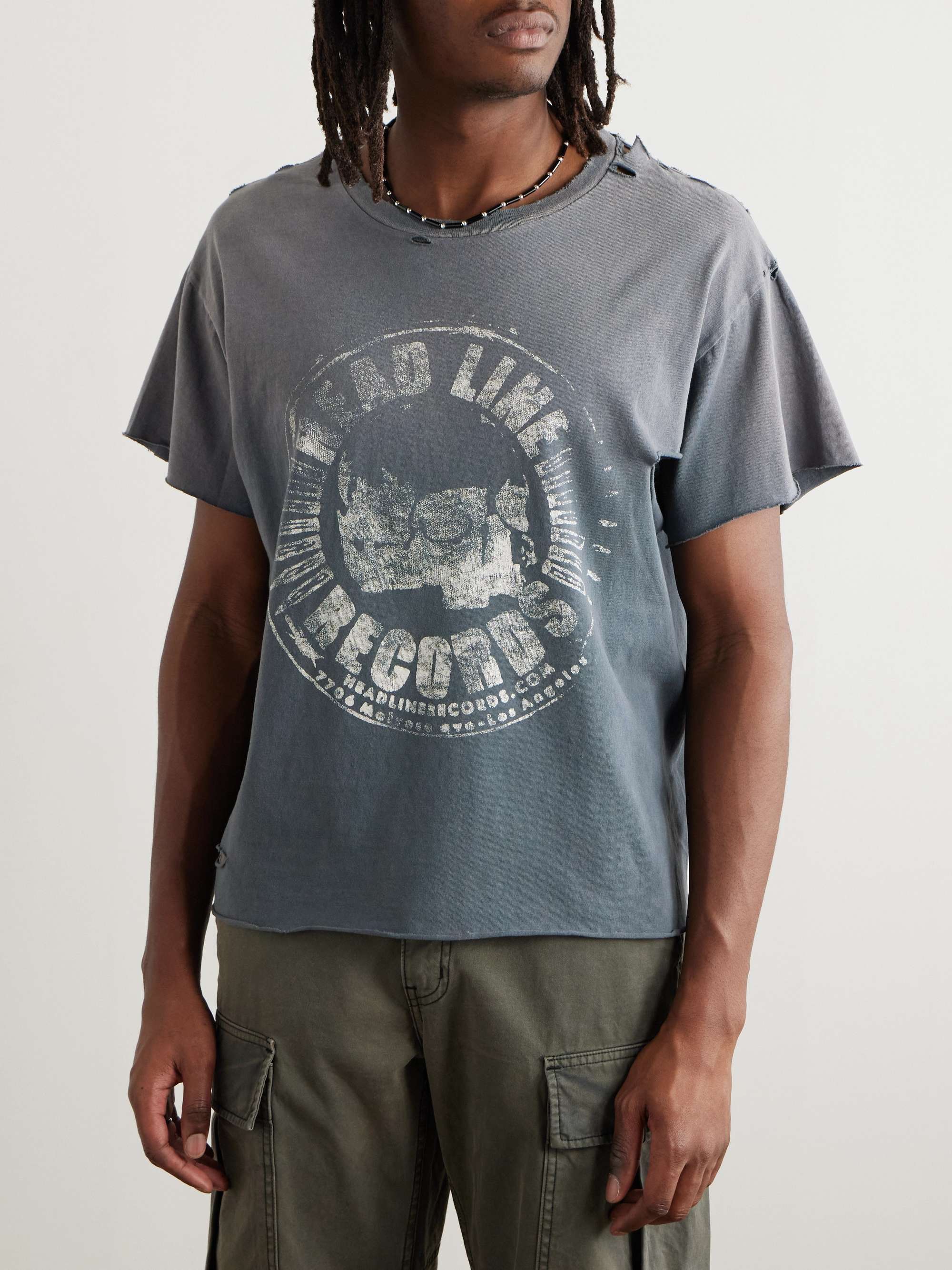 Grailed Distressed Glittered Printed Cotton-Jersey T-Shirt view