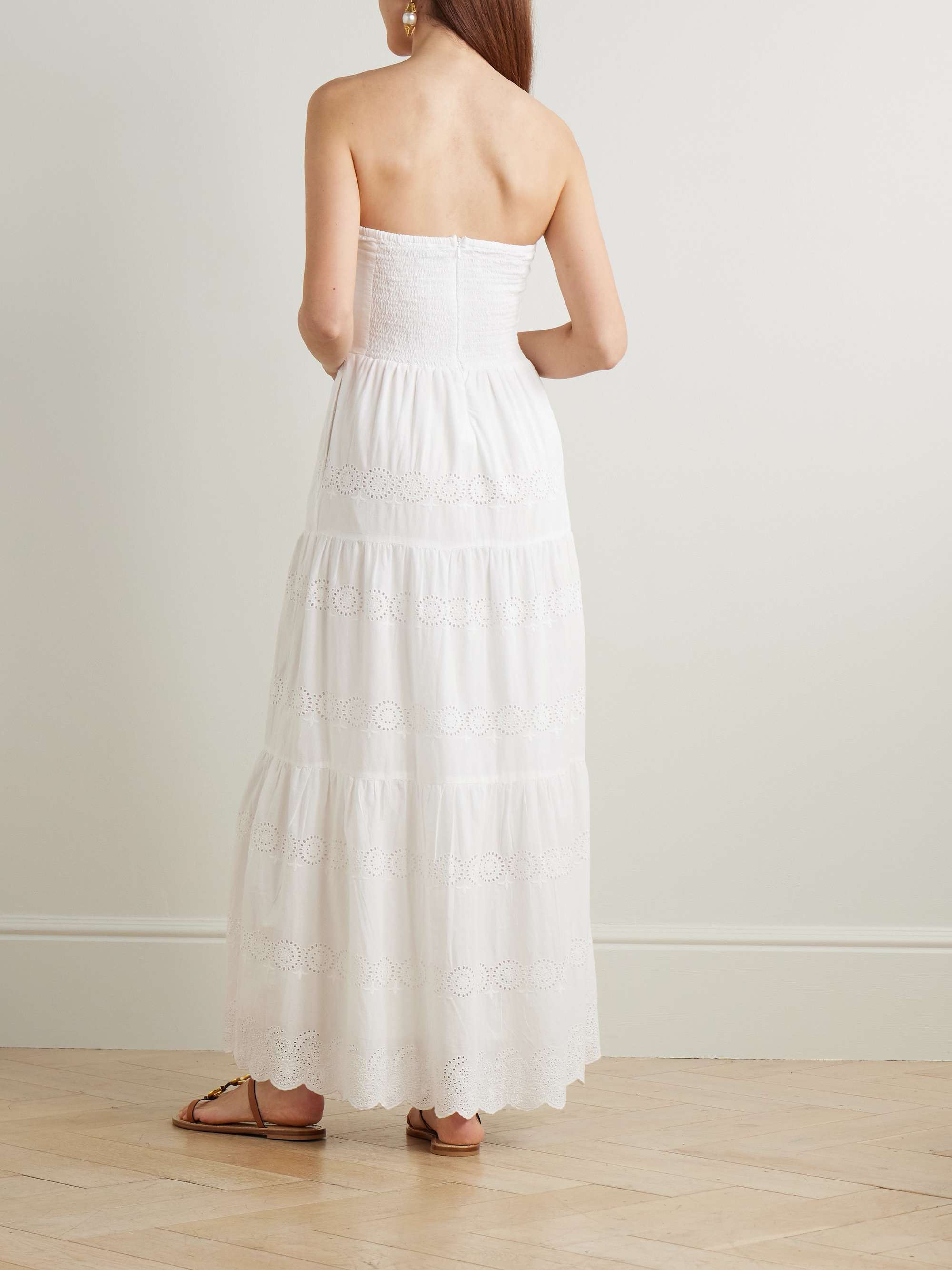 Sophie strapless scalloped broderie anglaise cotton midi dress view