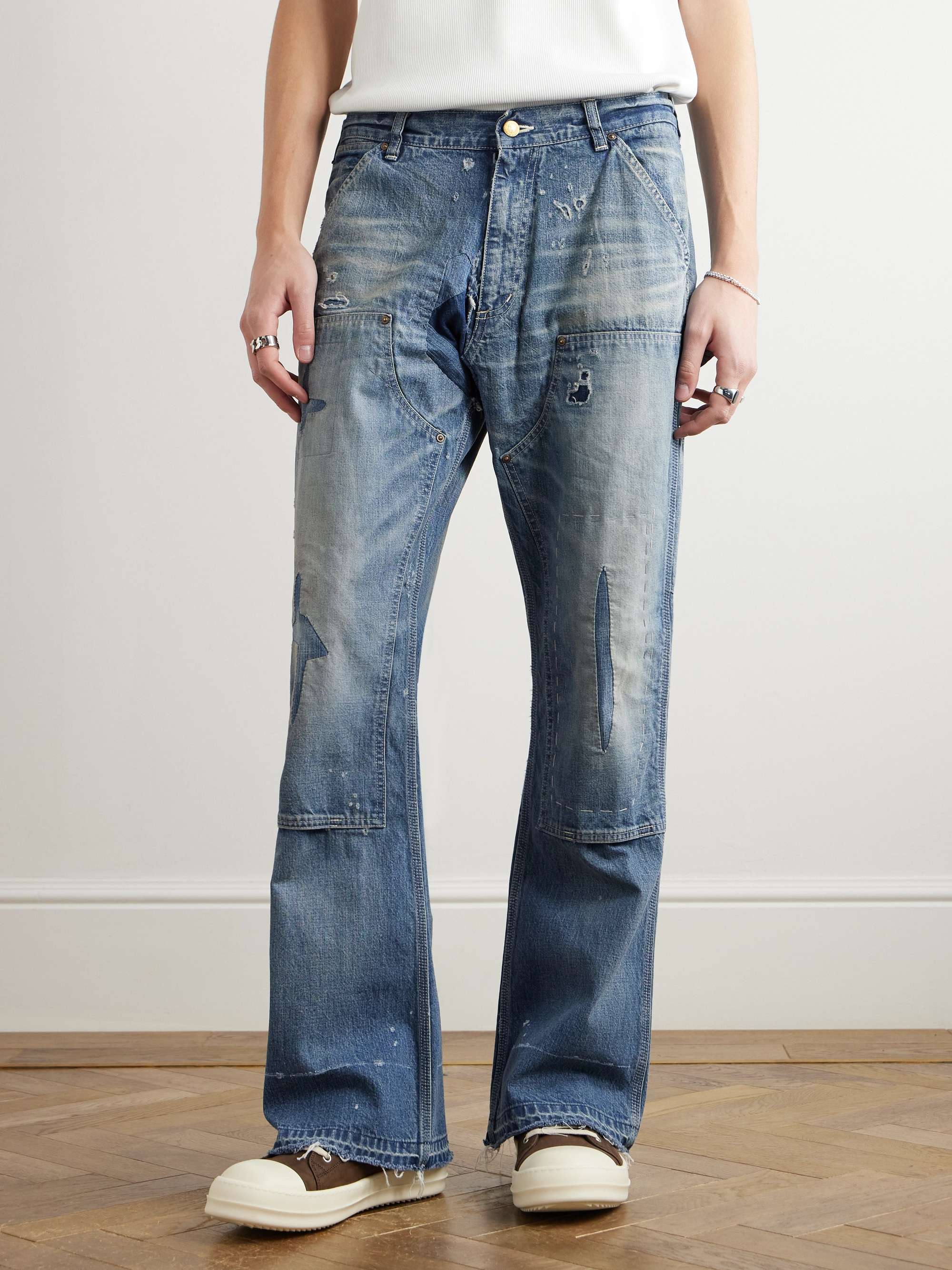 Bootcut Panelled Distressed Jeans view