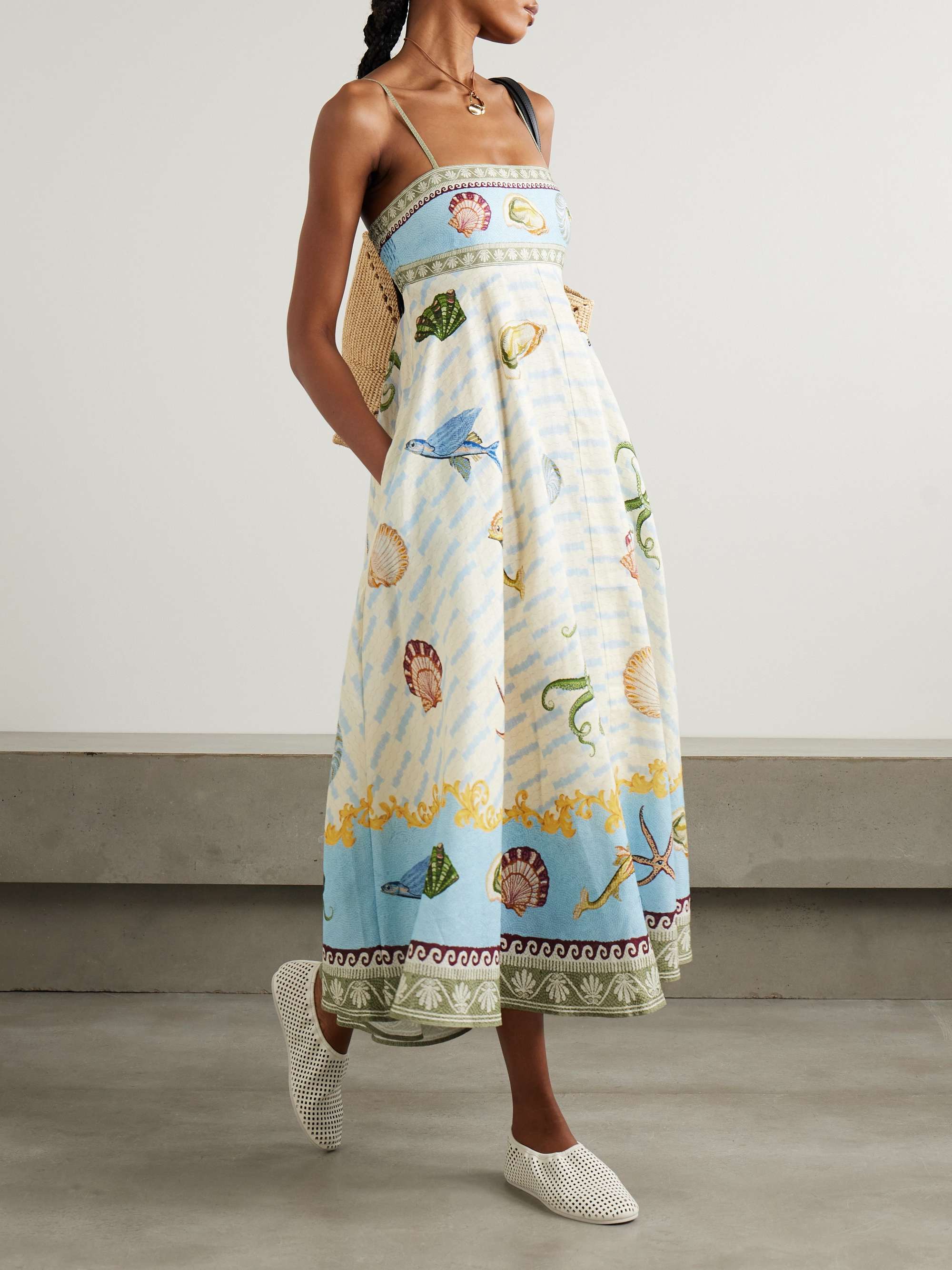 + Sam Pauletto Bath House printed smocked linen midi dress view