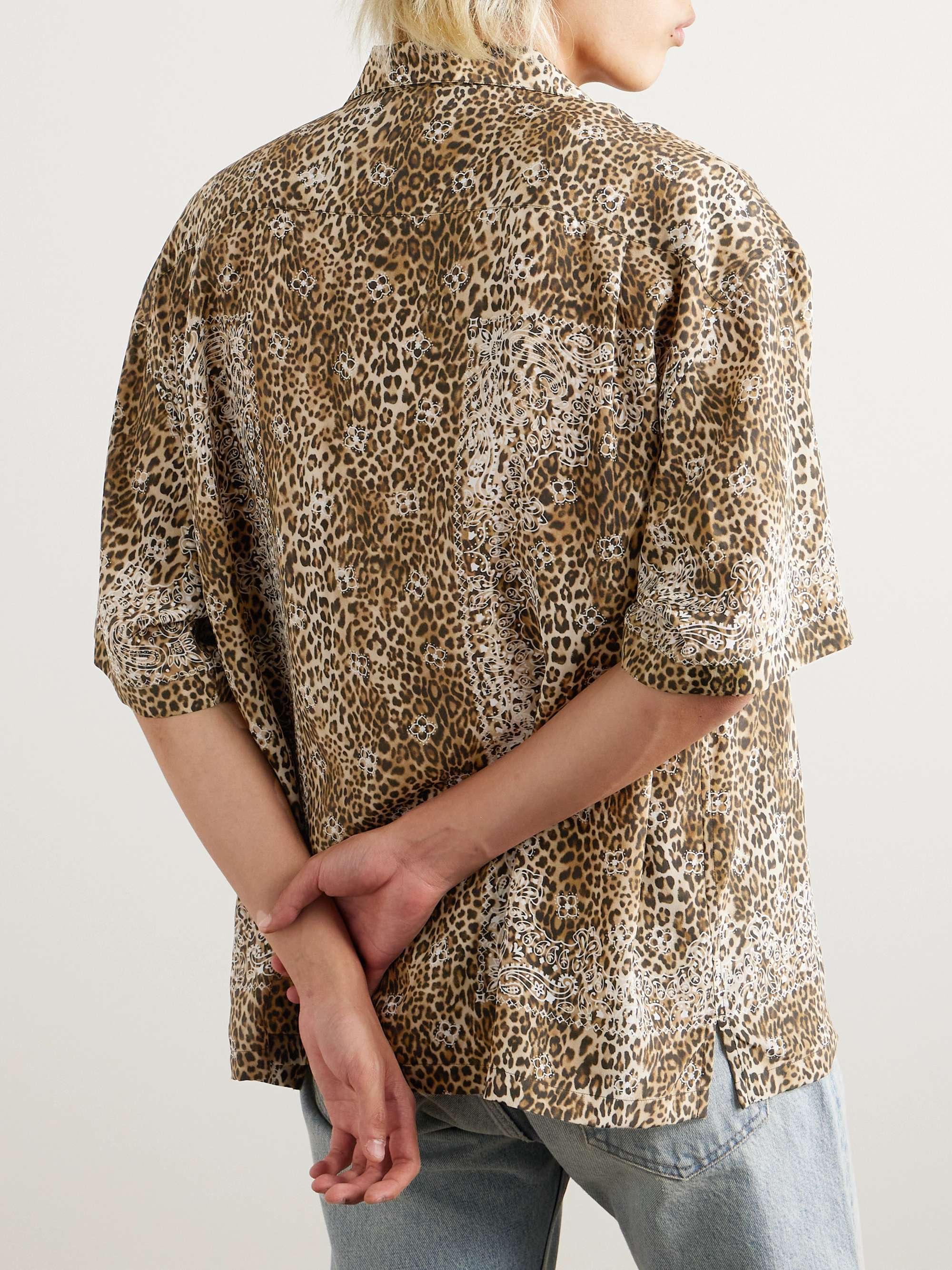 Camp-Collar Bandana and Leopard-Print Silk Shirt view