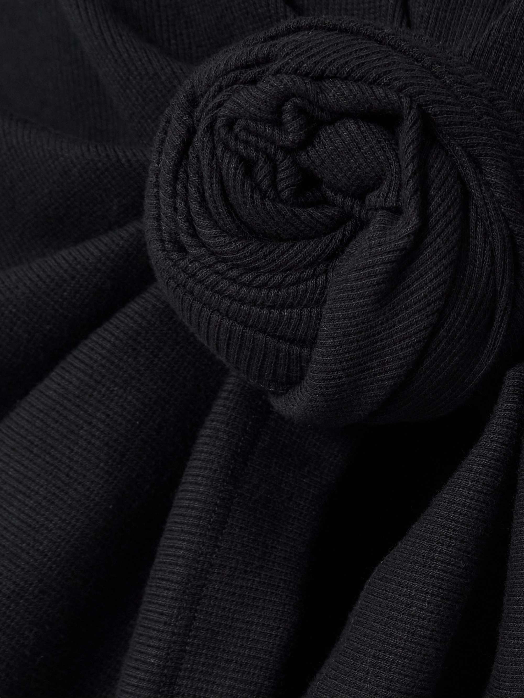 Twist-front ribbed cotton-blend jersey T-shirt view