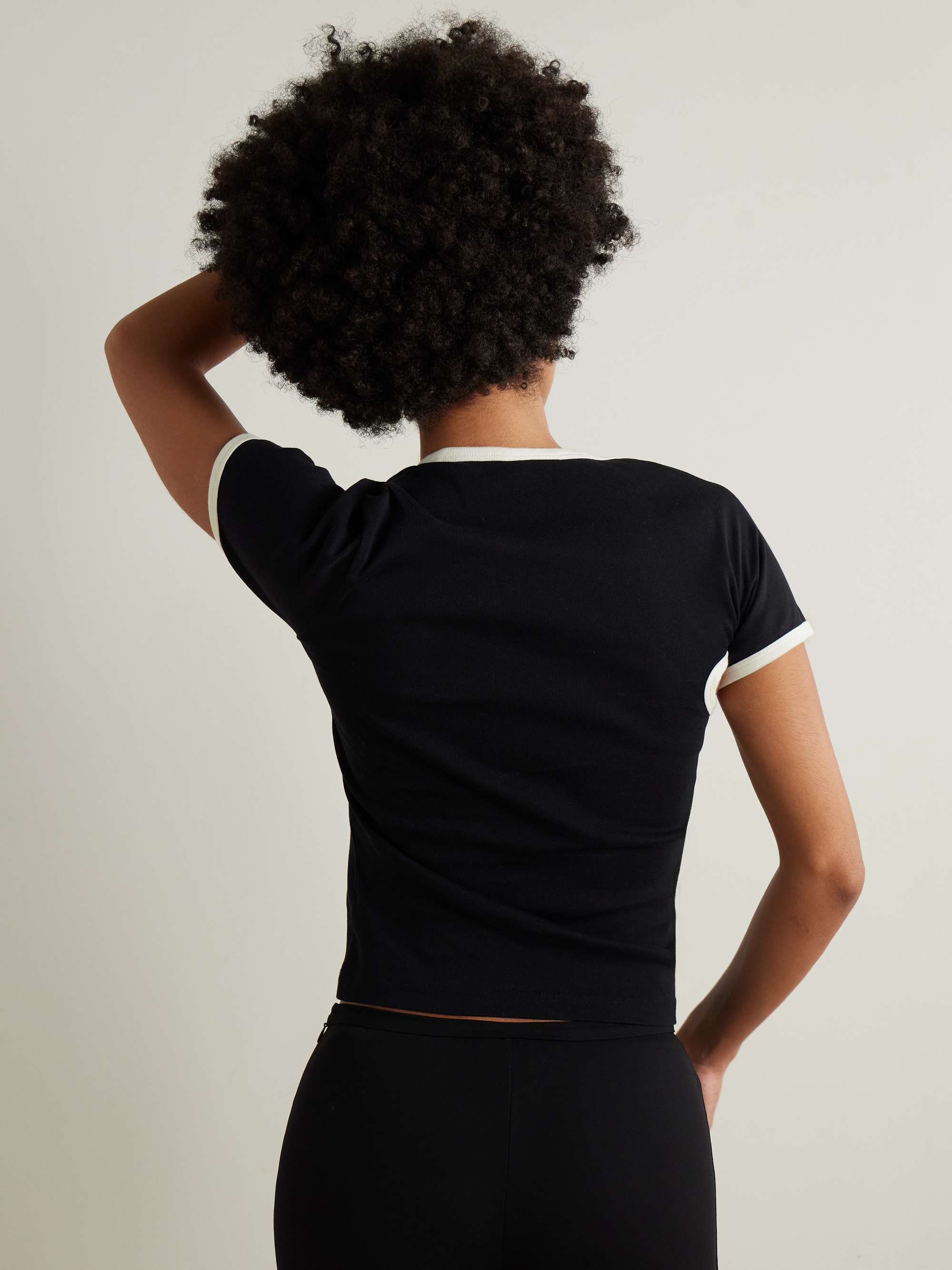 Slash asymmetric appliquéd cotton-jersey T-shirt view