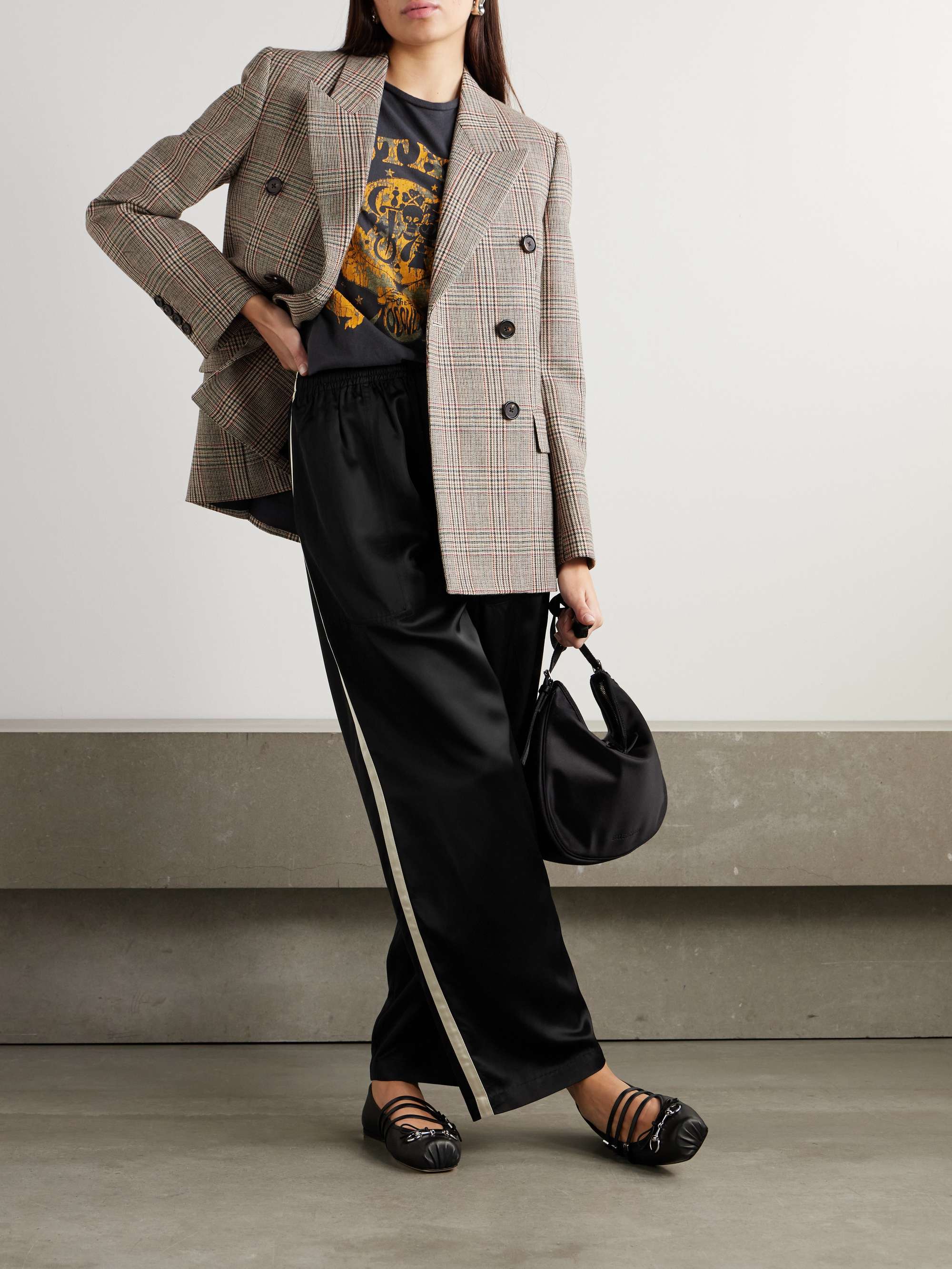 Satin wide-leg track pants view