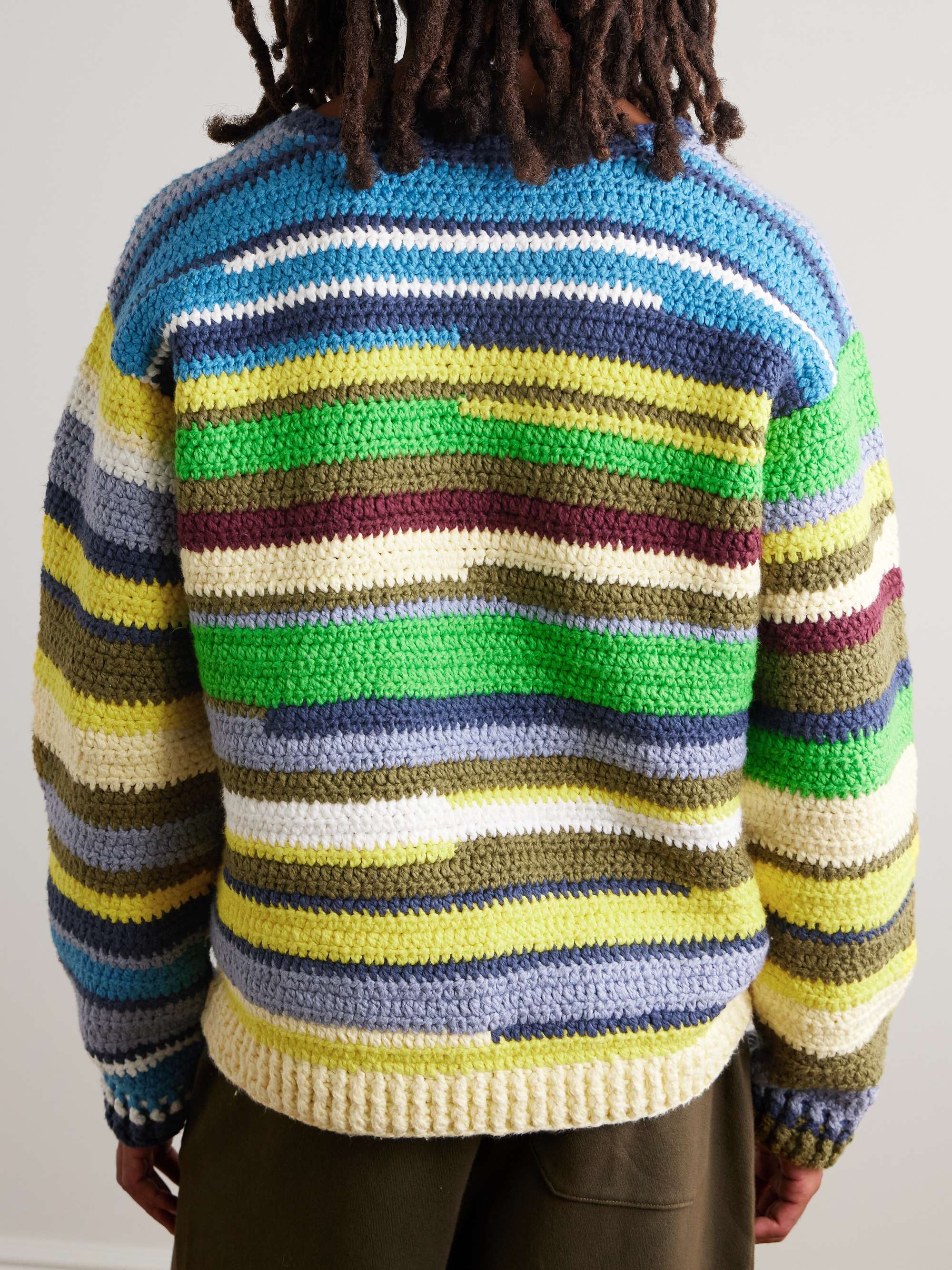 Striped Crocheted Organic Cotton Sweater view