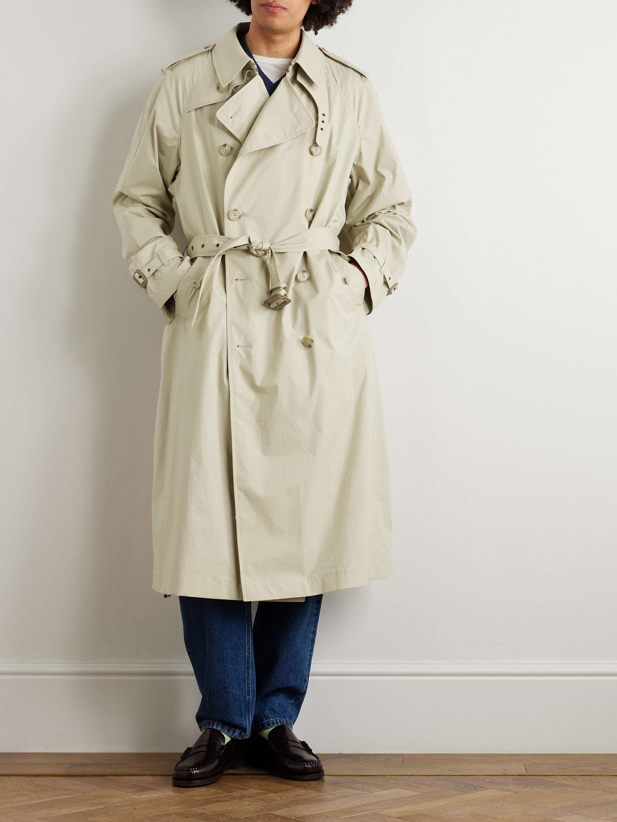 Belted Stretch-Cotton Poplin Trench Coat view