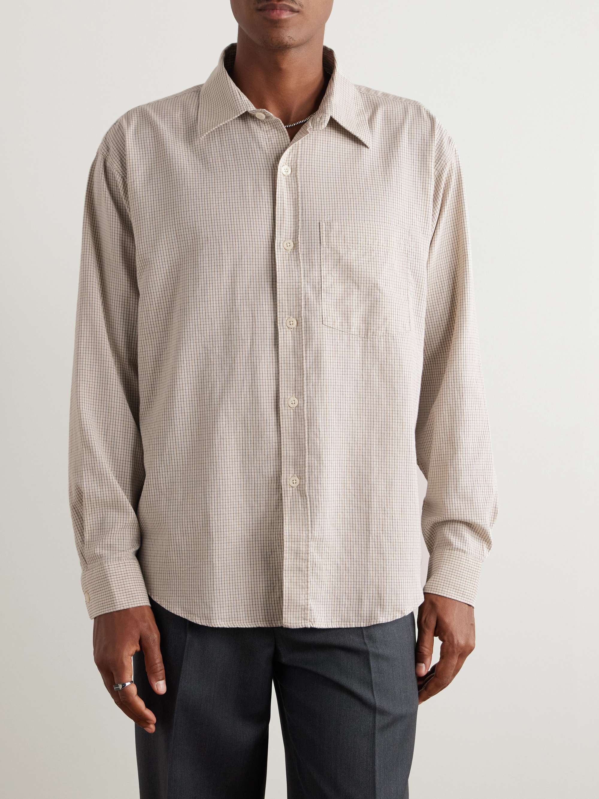 Executive Checked Cotton and Wool-Blend Shirt view