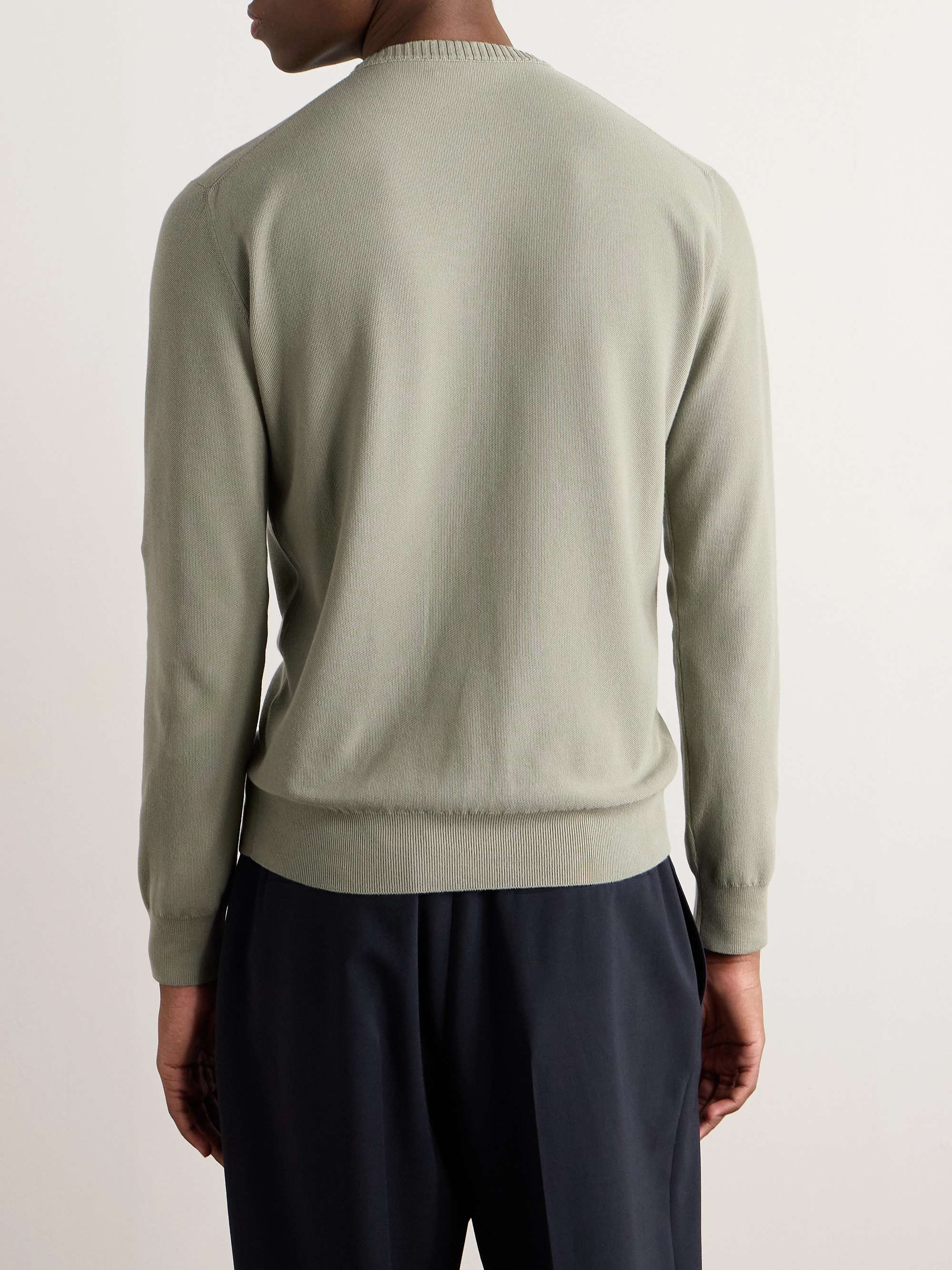 Cotton and Silk-Blend Piqué Sweater view