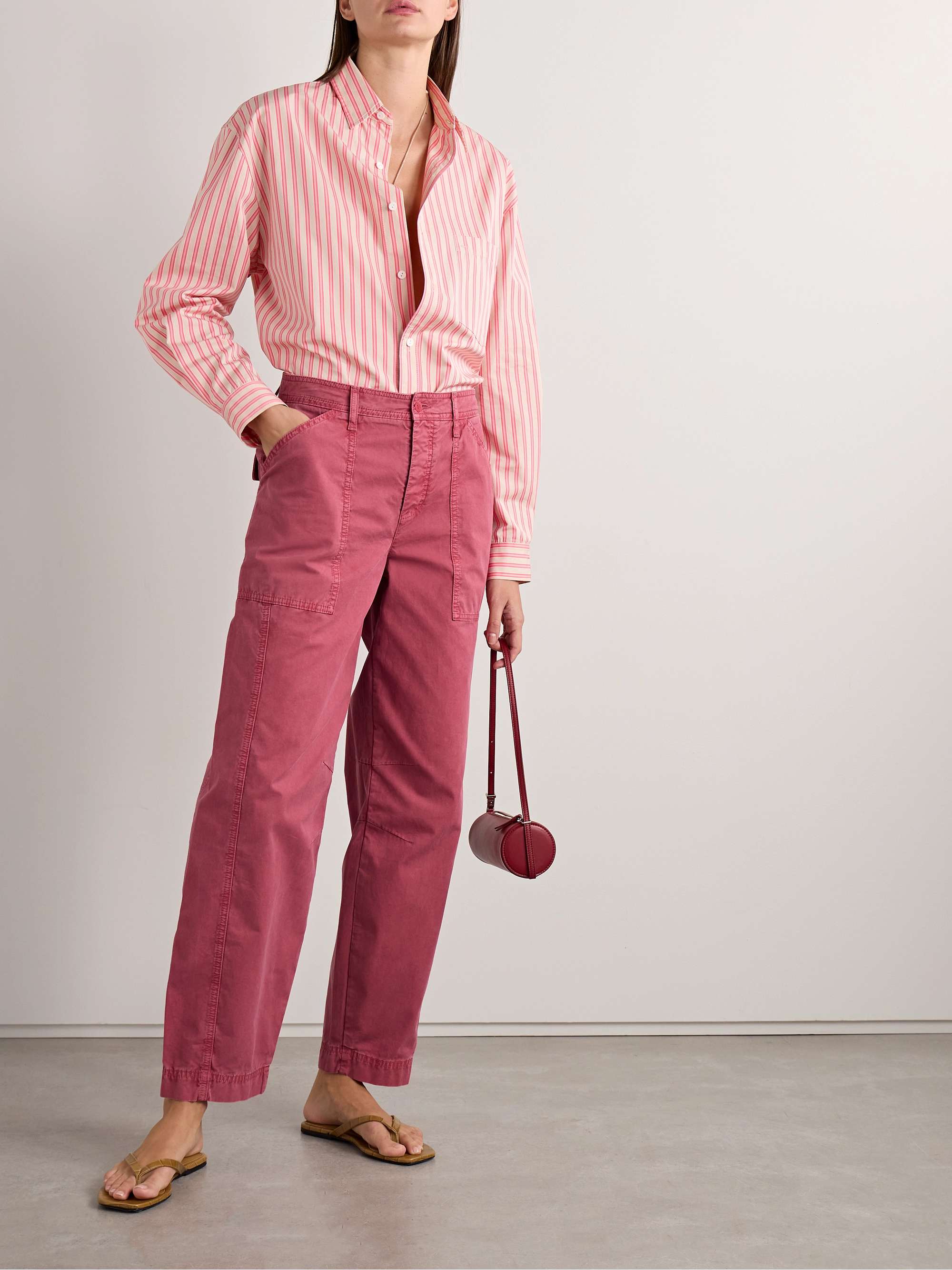 Cotton-twill straight-leg cargo pants view