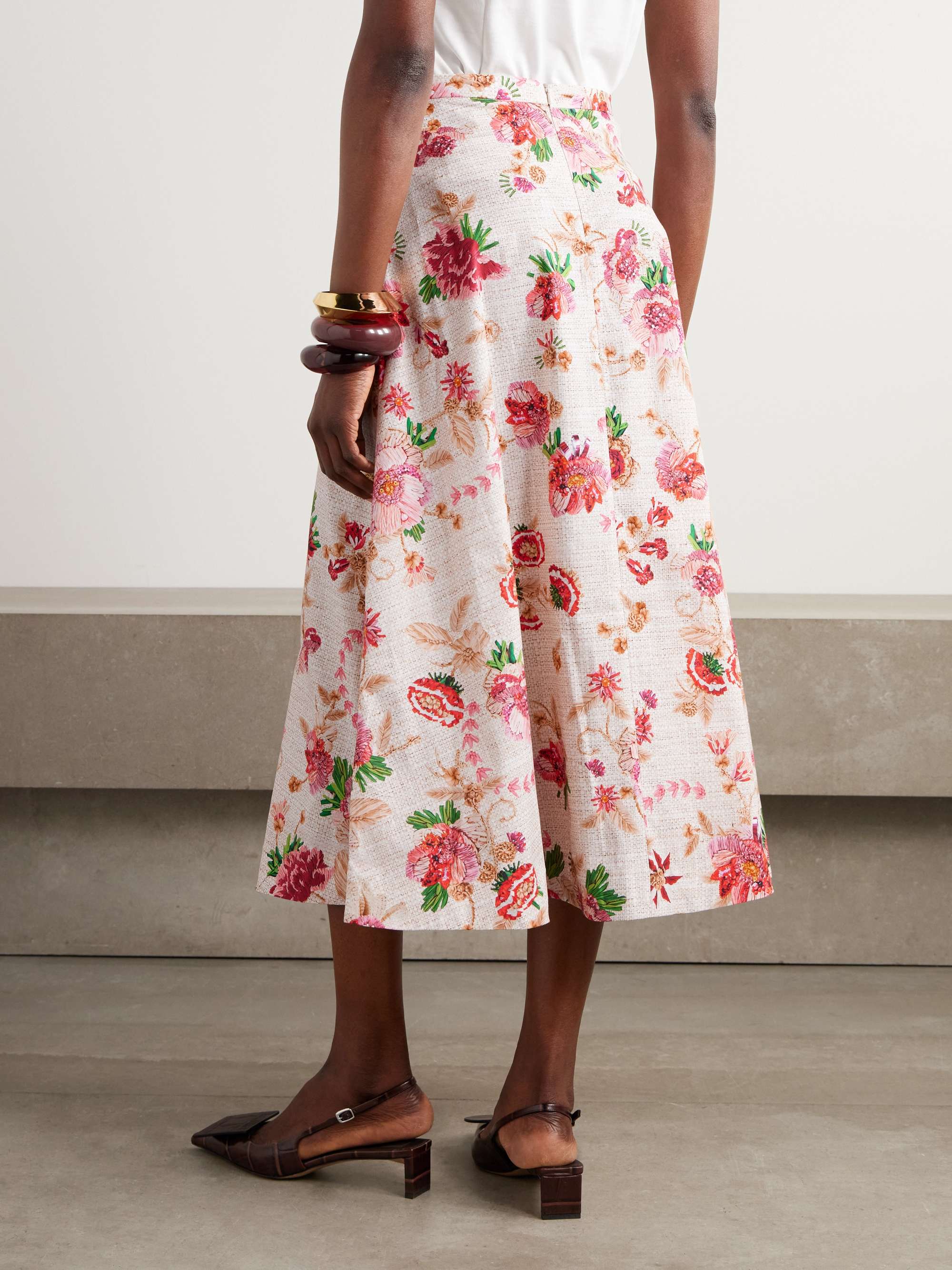 Etta floral-print cotton-poplin midi skirt view