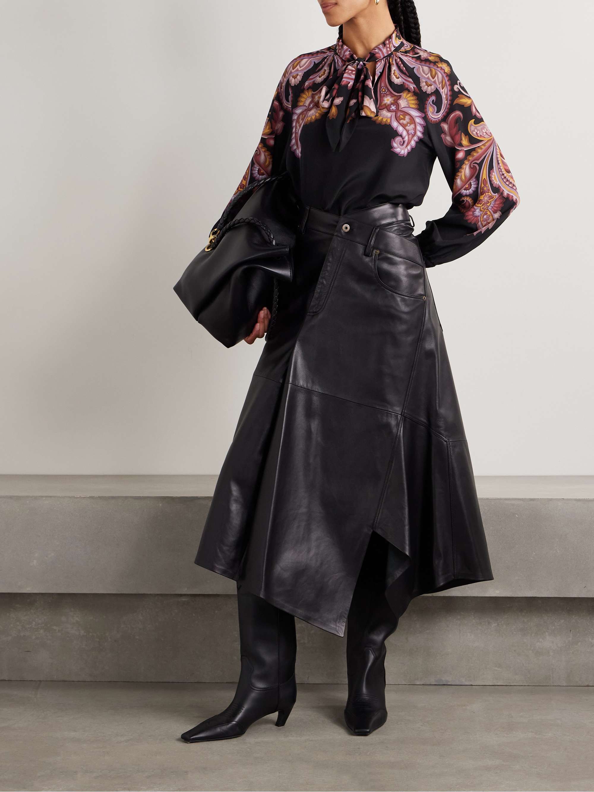 Pussy-bow paisley-print silk blouse view