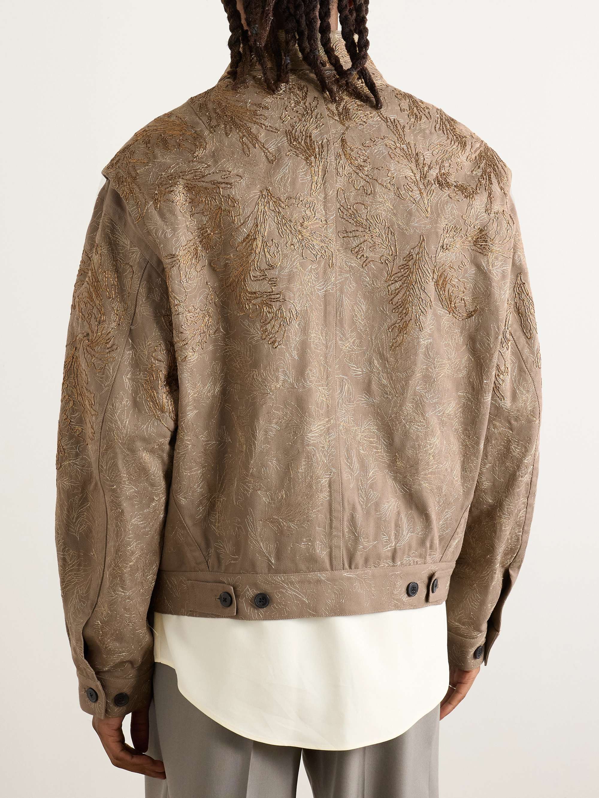 Metallic Embroidered Cotton-Twill Blouson Jacket view