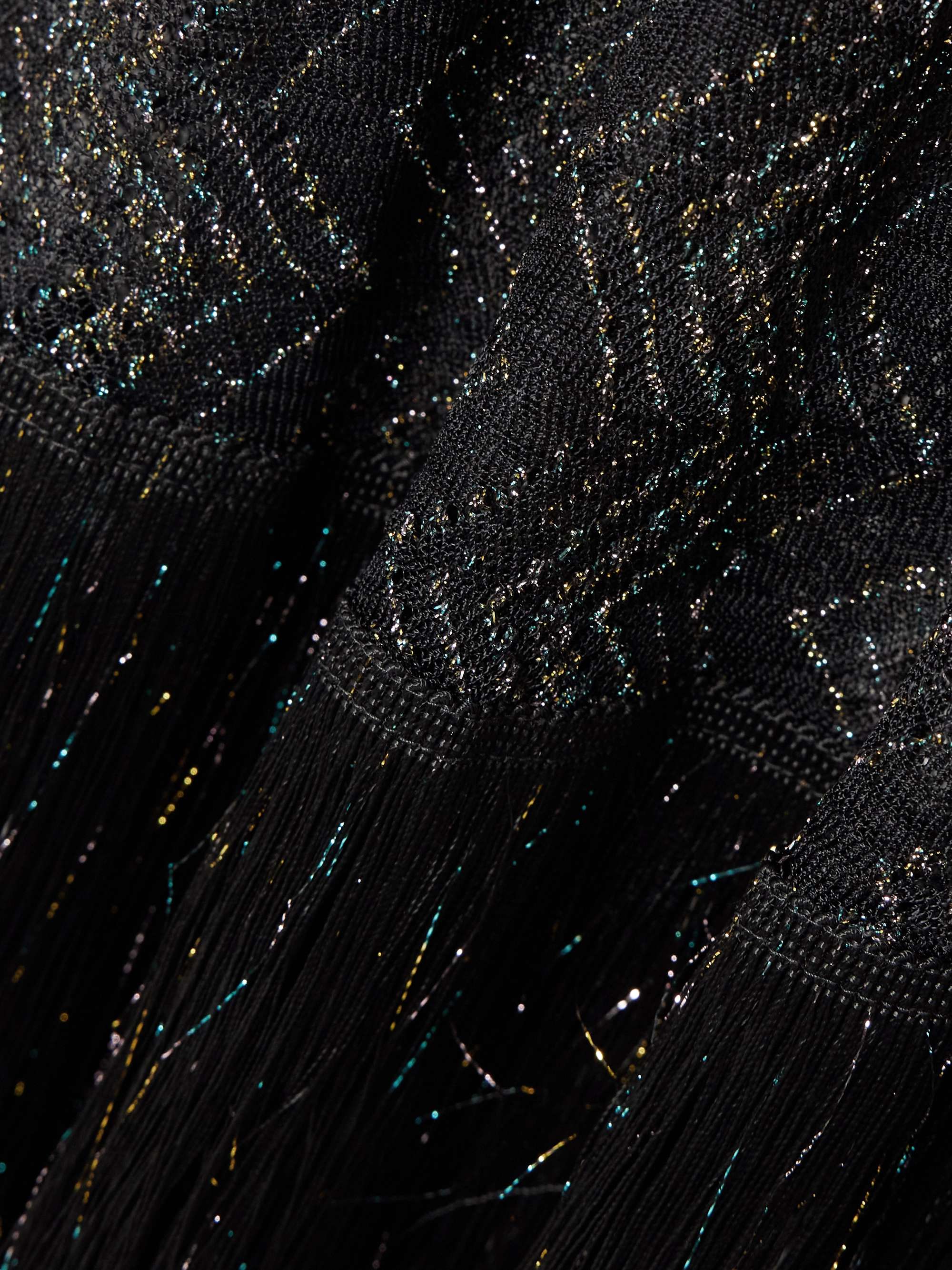 Mare fringed metallic crochet-knit halterneck dress view