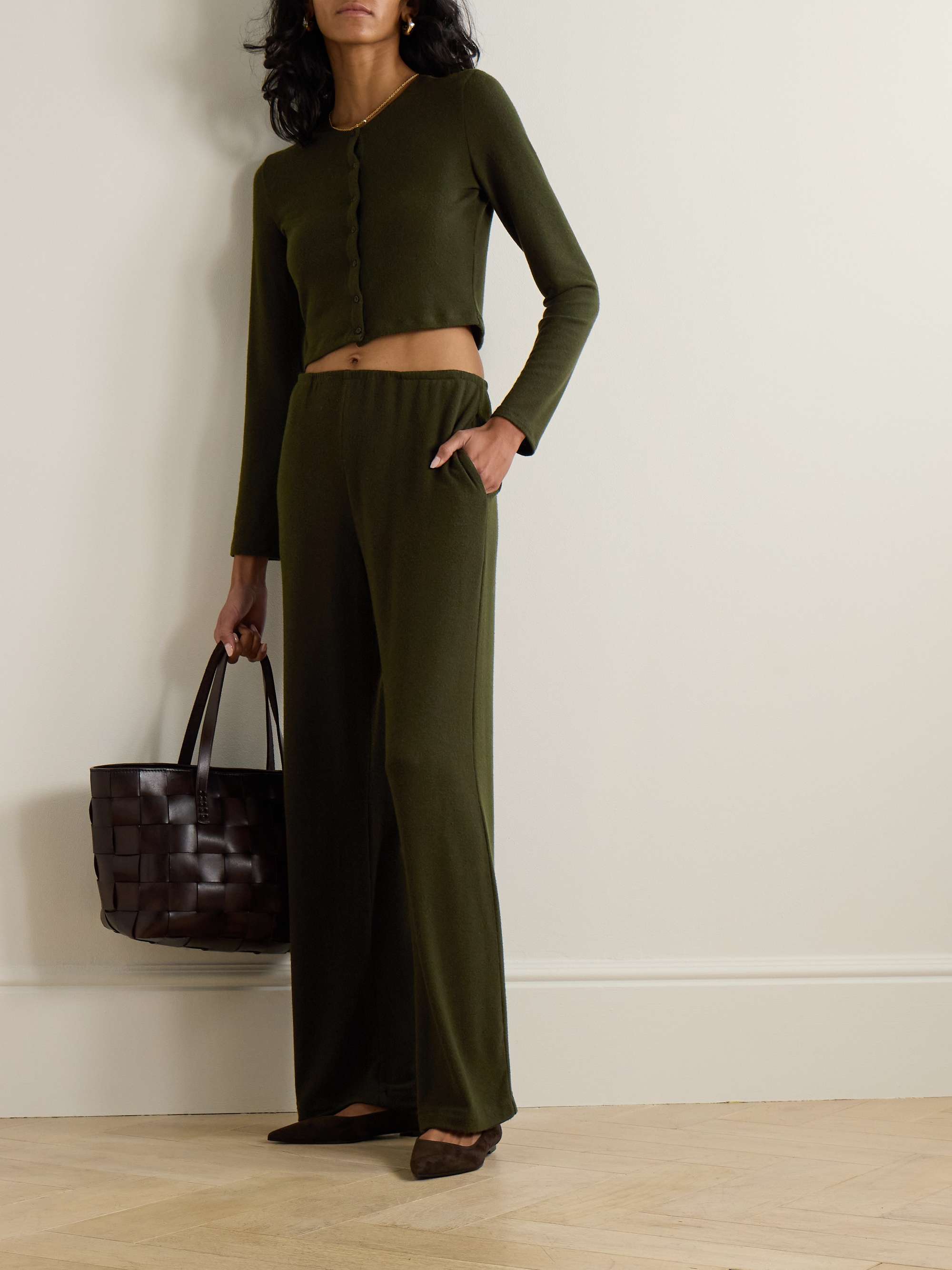 Lauren cropped brushed stretch-knit cardigan view