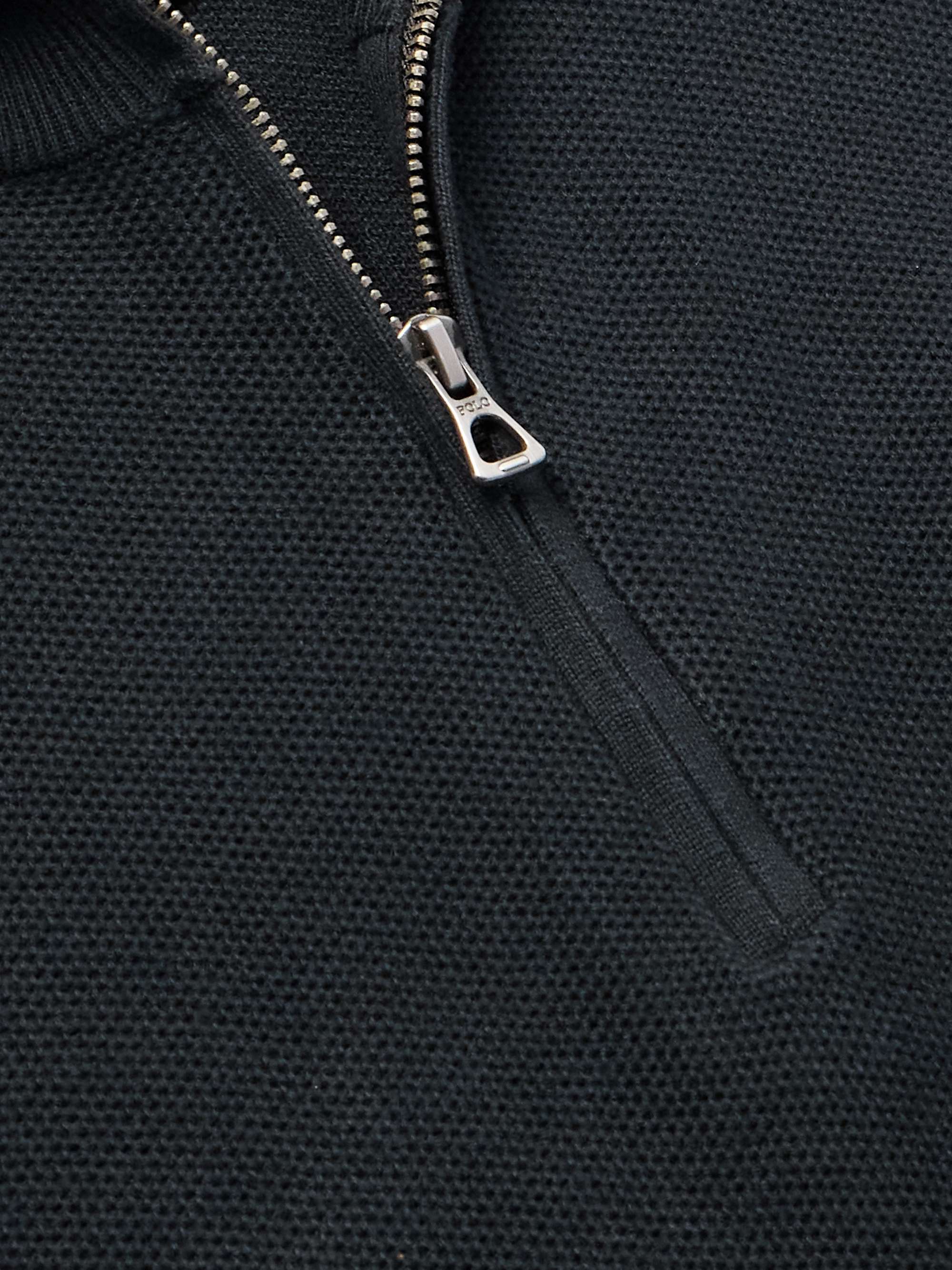 Logo-Embroidered Honeycomb-Knit Cotton Half-Zip Sweater view