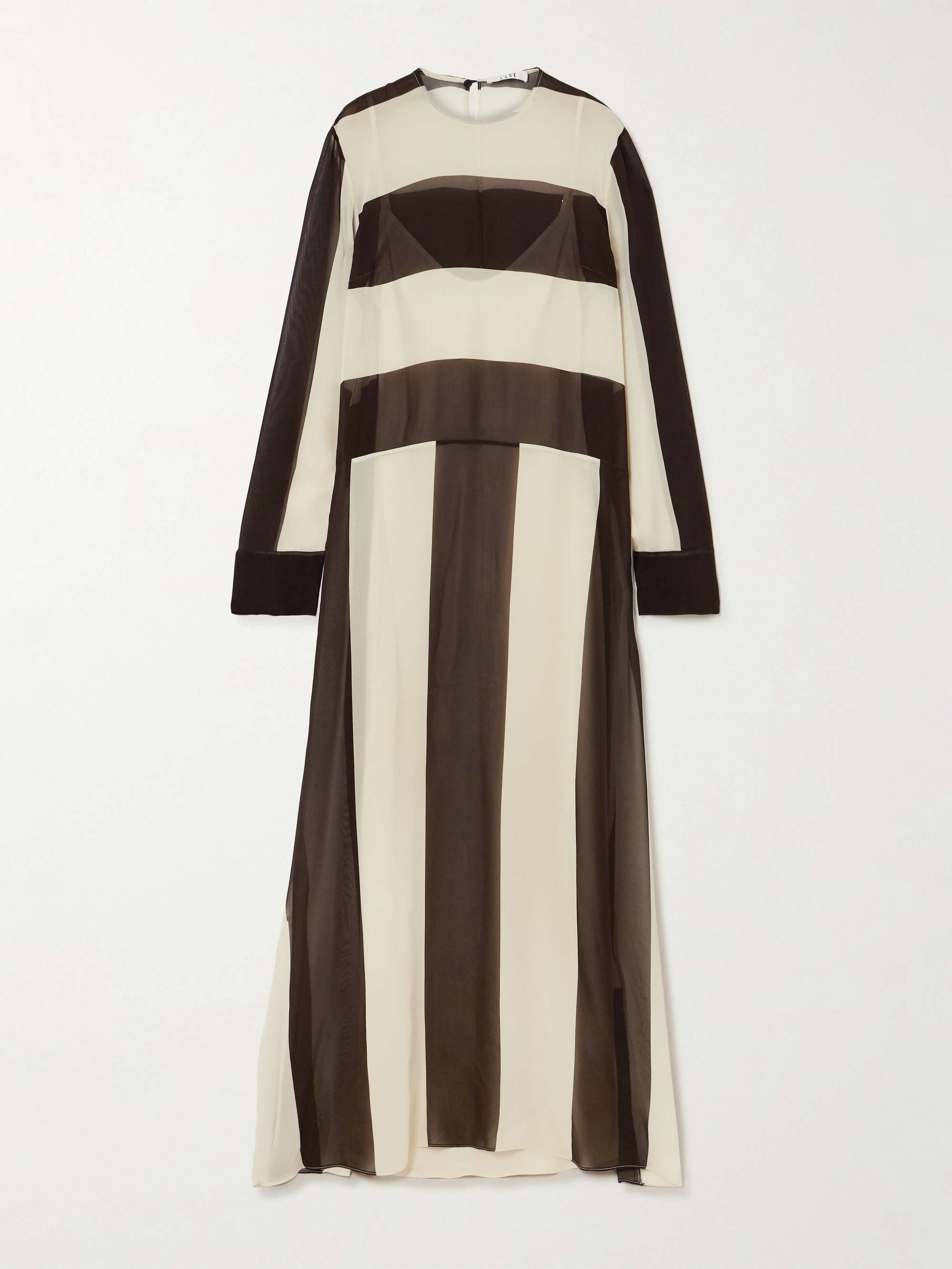 Striped silk-chiffon maxi dress view