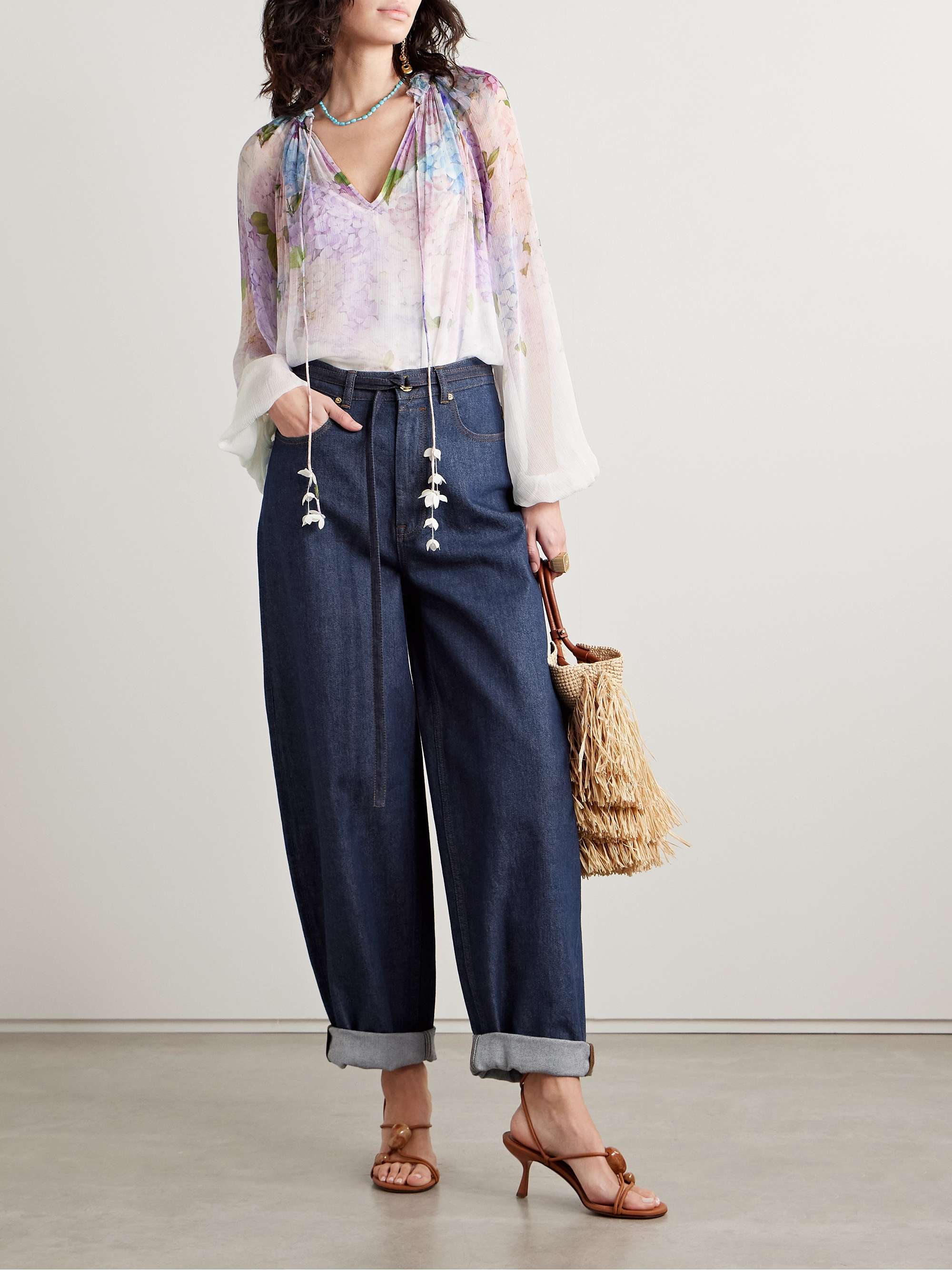 Dawning pleated floral-print crepon blouse view