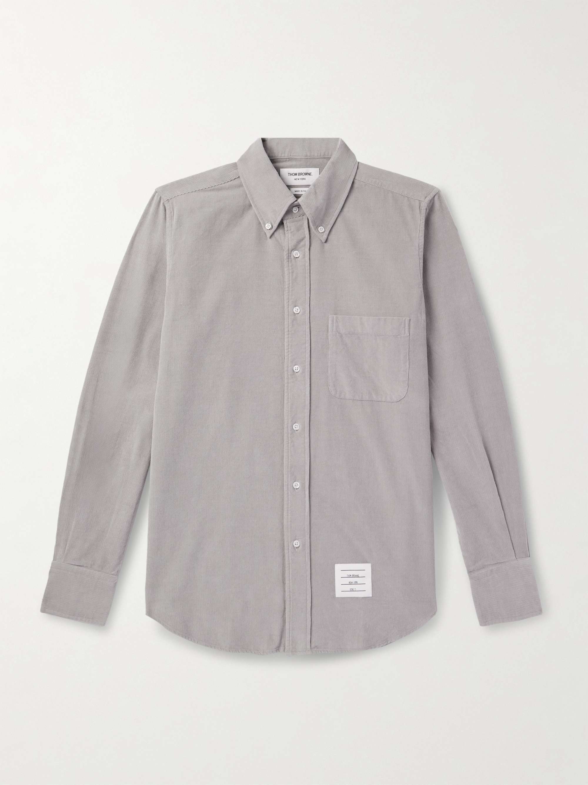 Button-Down Collar Logo-Appliquéd Cotton-Corduroy Shirt view