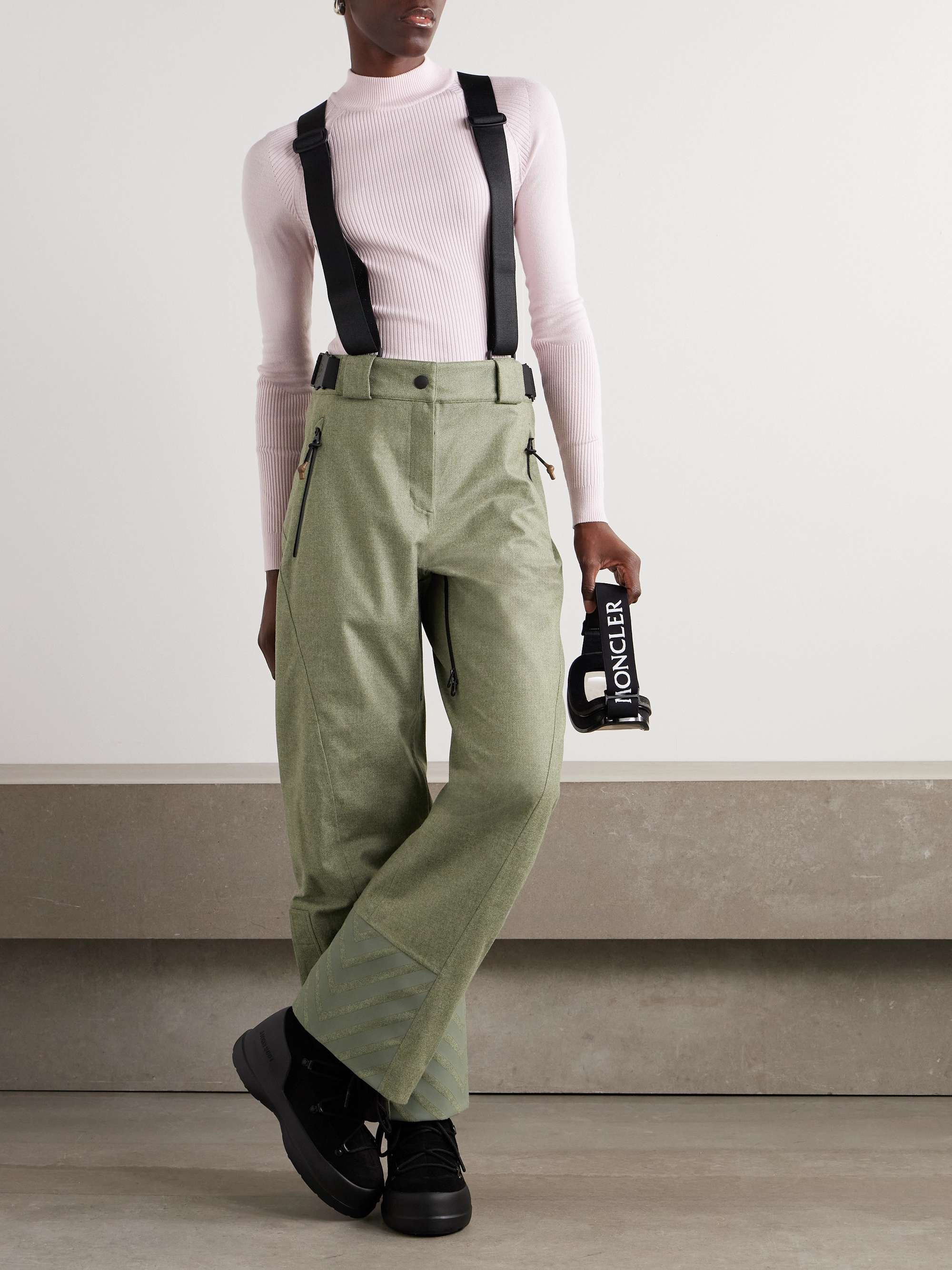 Grosgrain-trimmed wool and cashmere-blend salopettes view