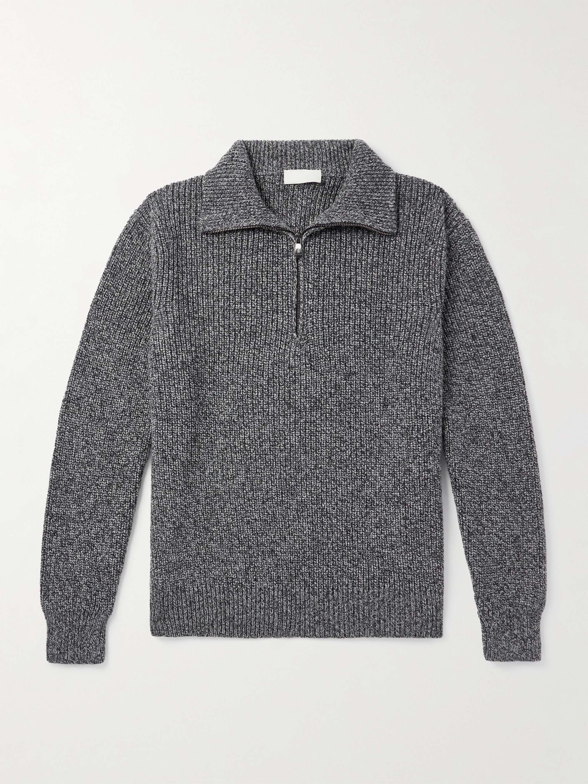Half-Zip Ribbed Wool Sweater view