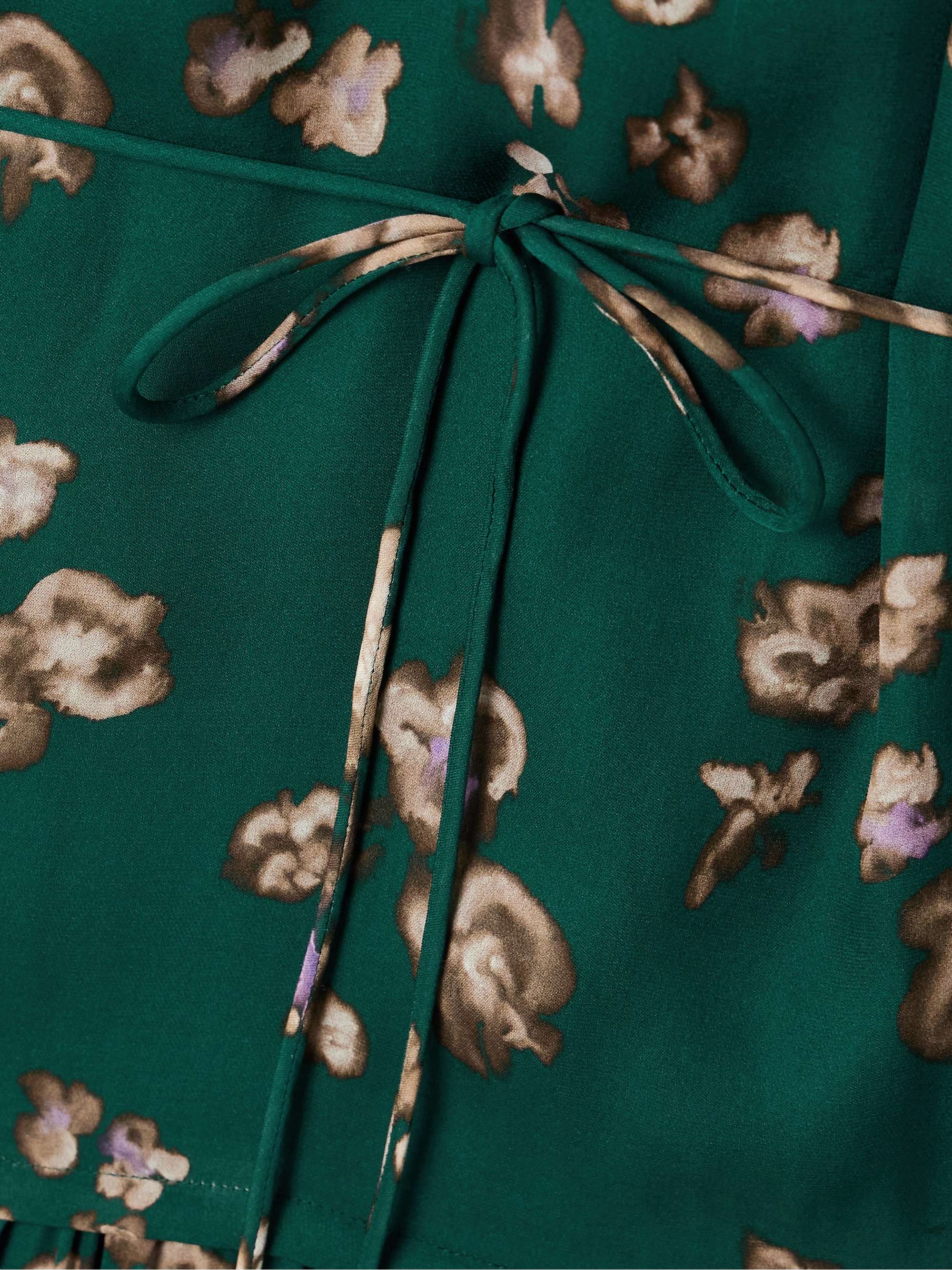 Belted floral-print silk crepe de chine midi dress view