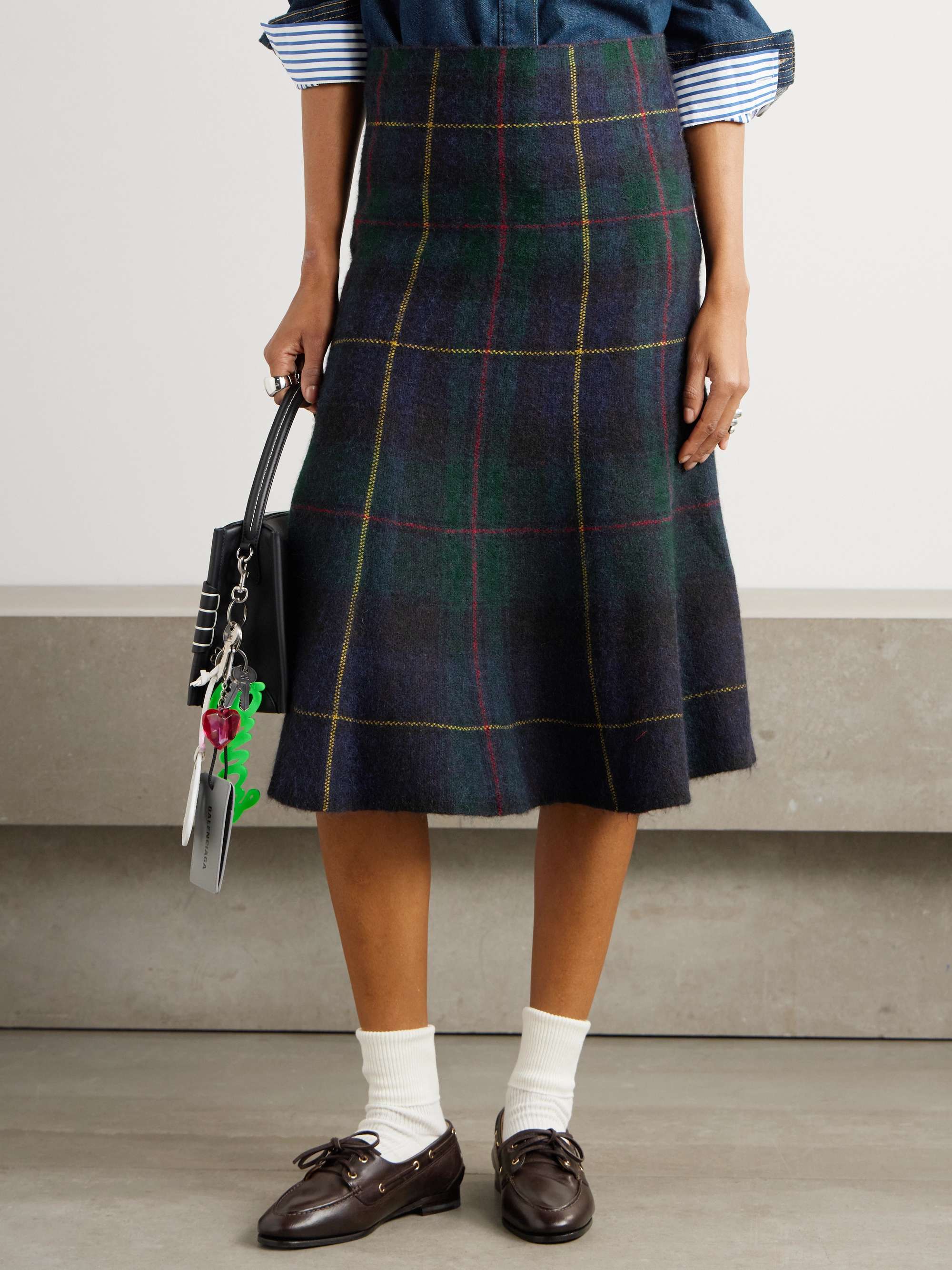 Checked wool midi skirt view