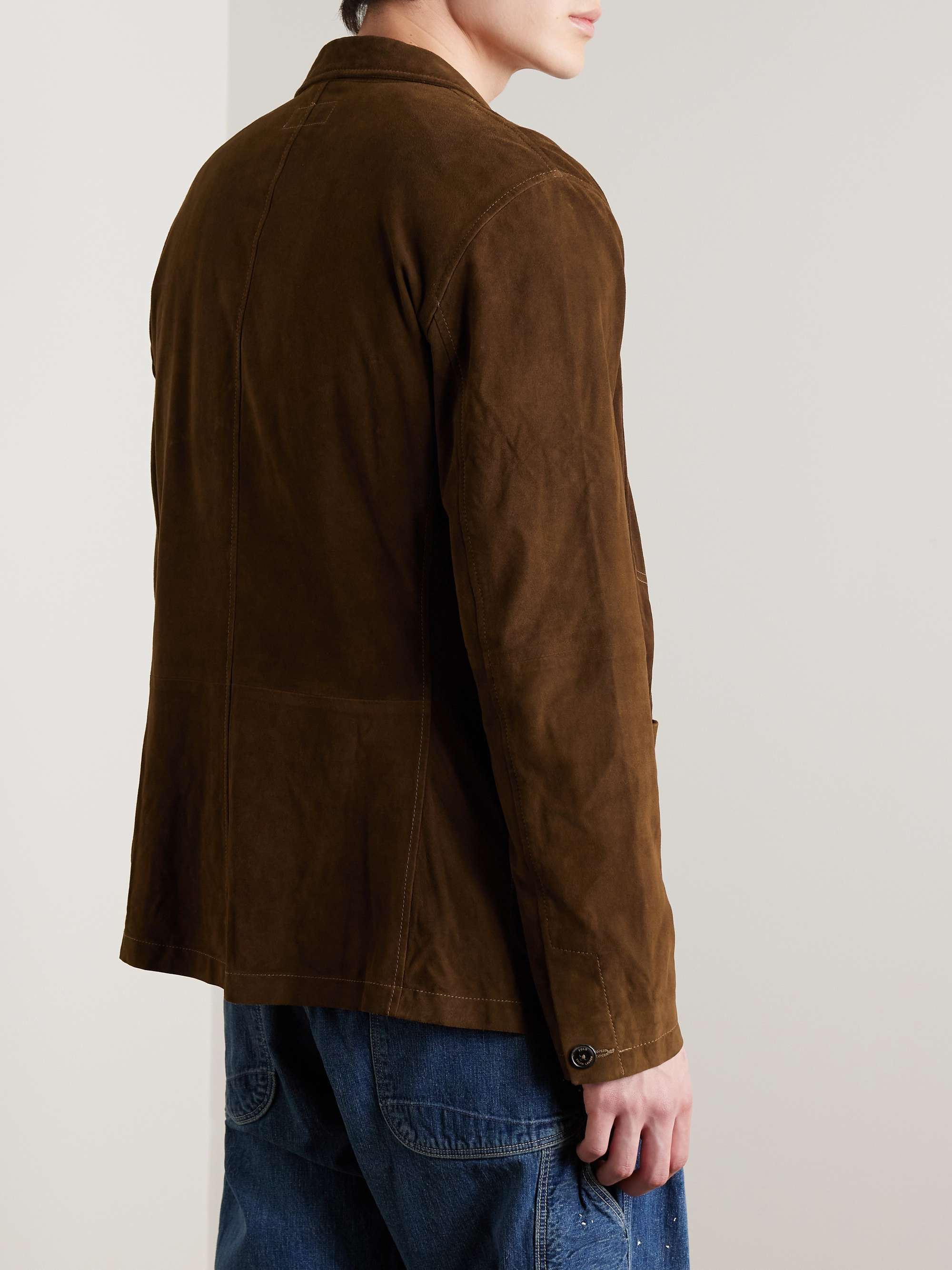 Topstitched Suede Blazer view