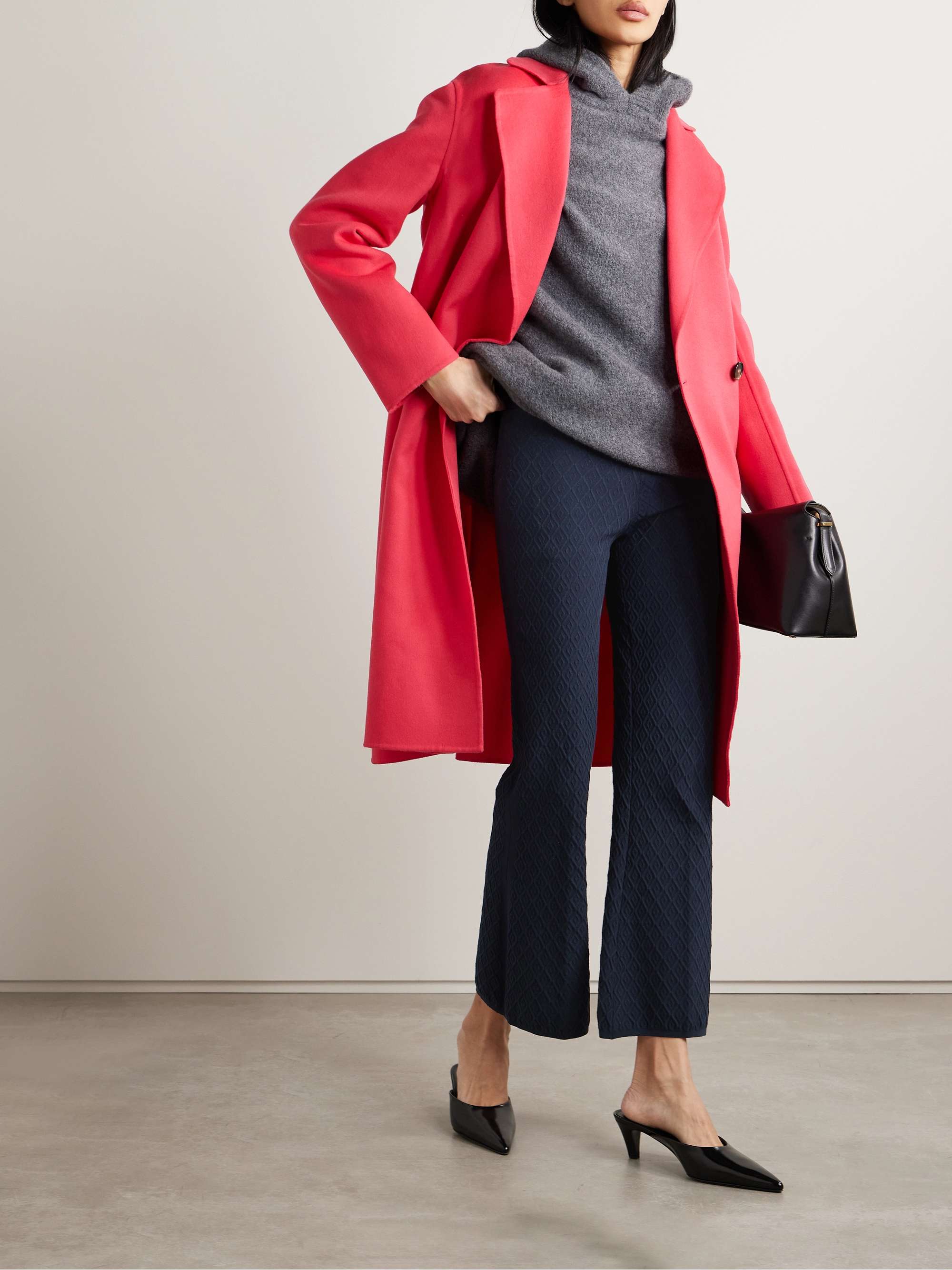 Stretch-cotton jacquard high-rise flared pants view