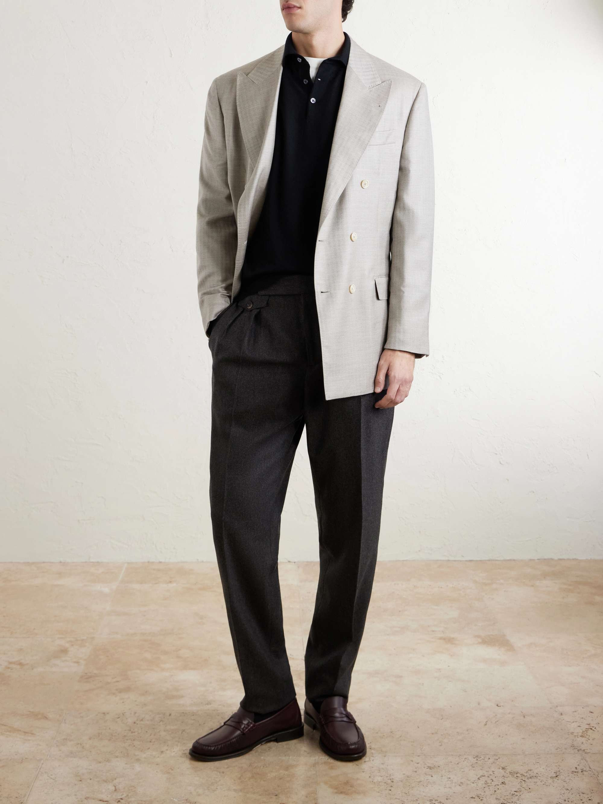 Virgin Wool and Cashmere-Blend Polo Shirt view