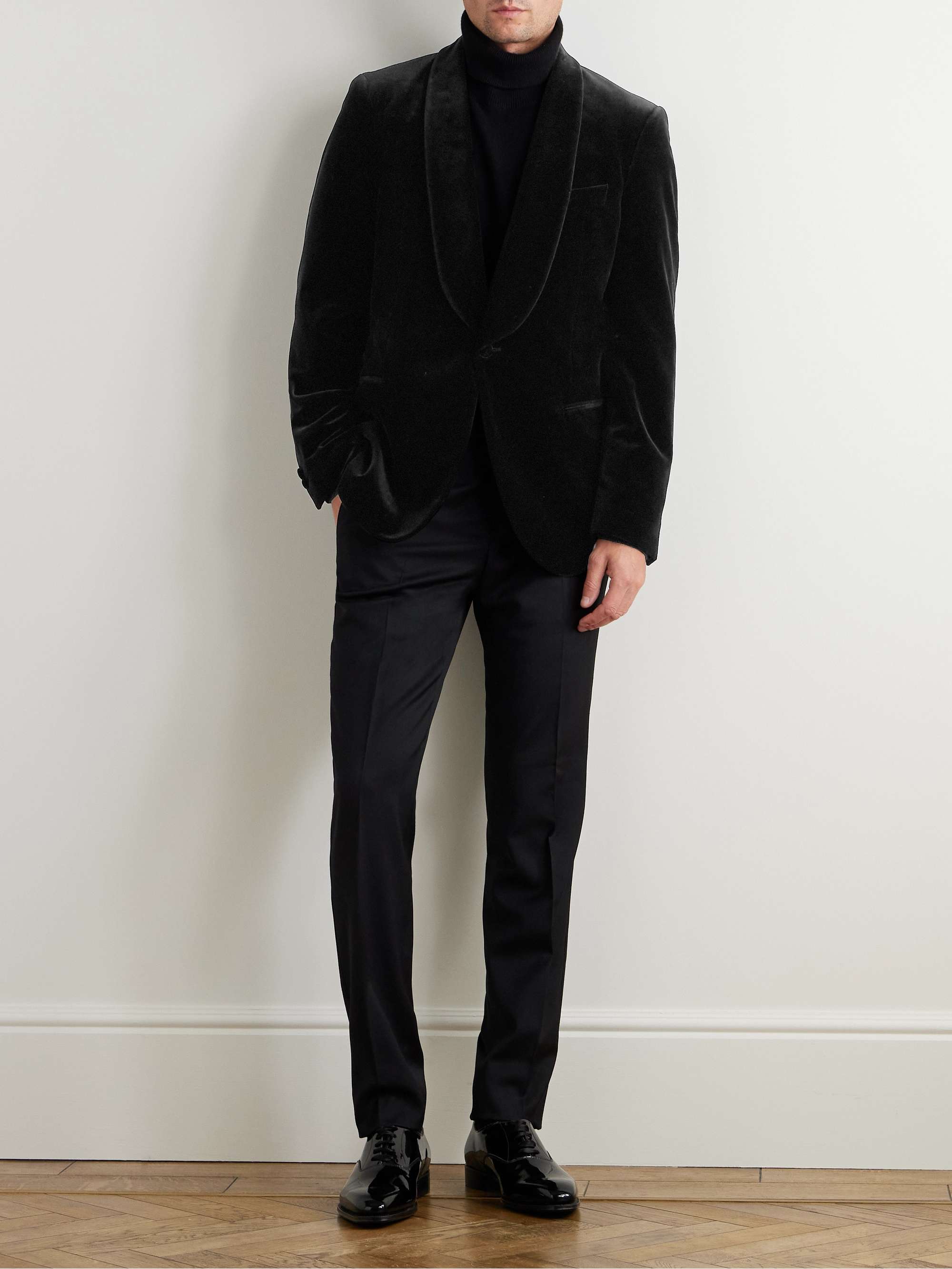 Slim-Fit Shawl-Collar Cotton-Velvet Tuxedo Jacket view