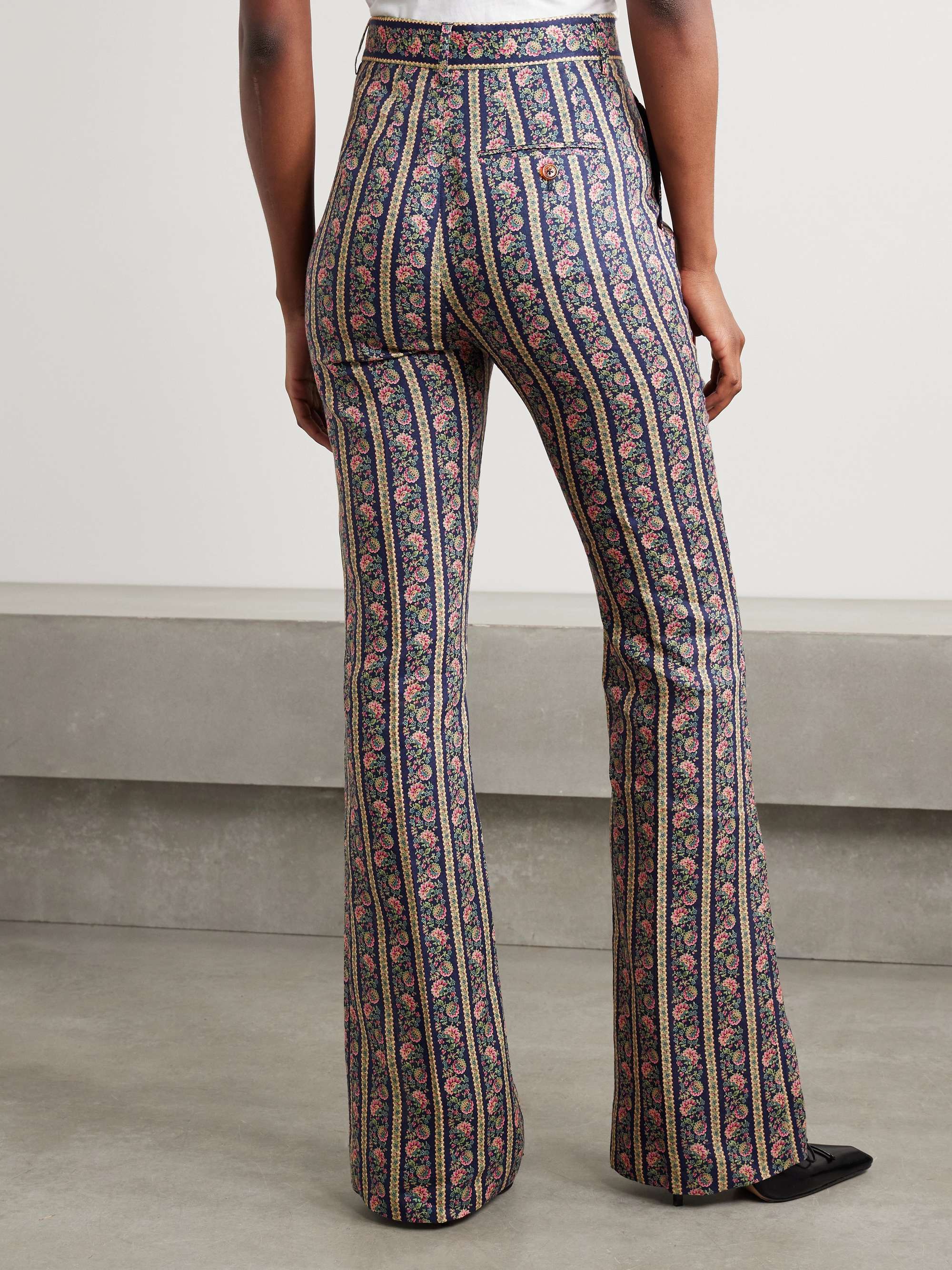 Ray floral-print linen flared pants view