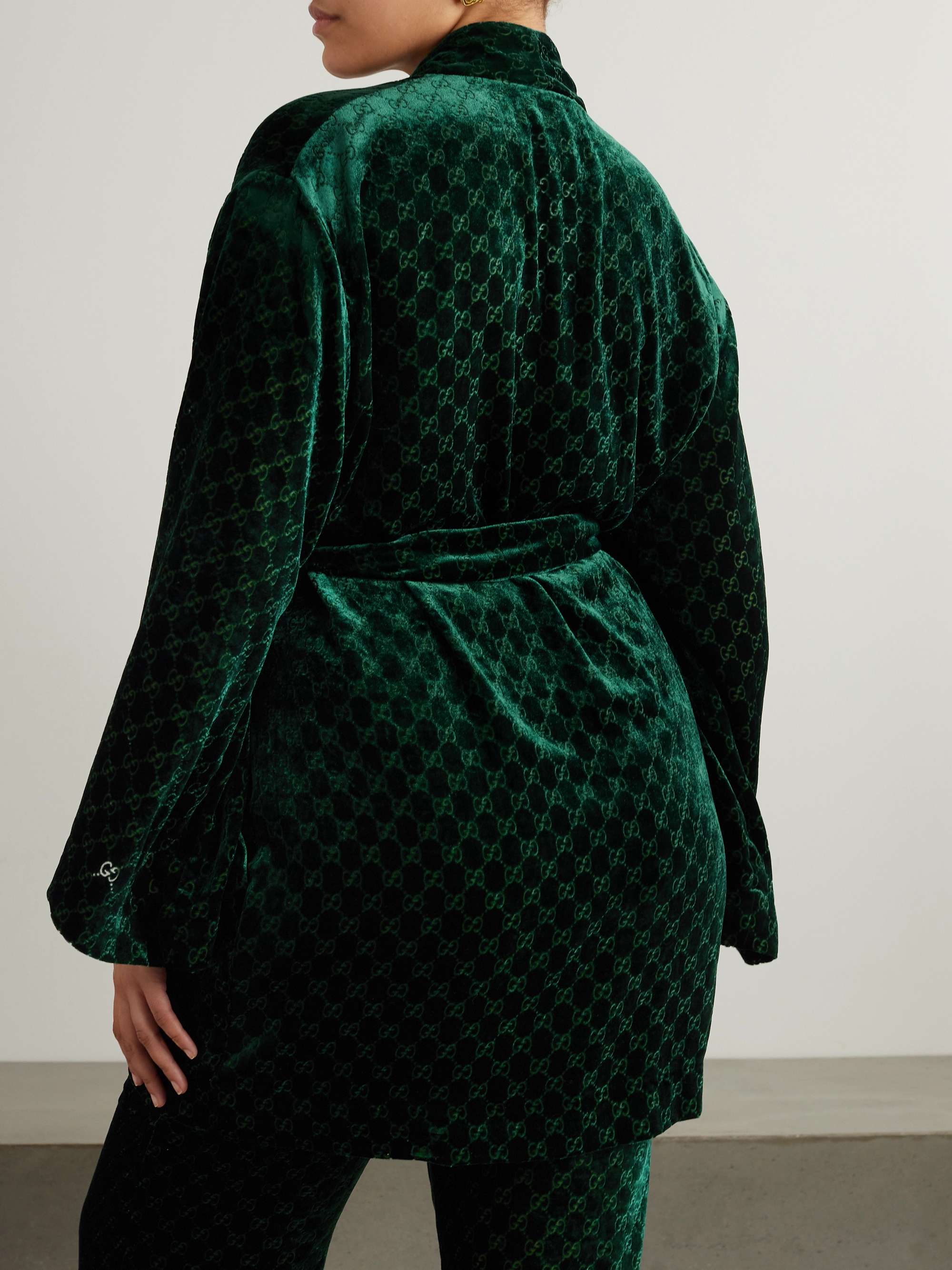 Belted devoré-velvet robe view