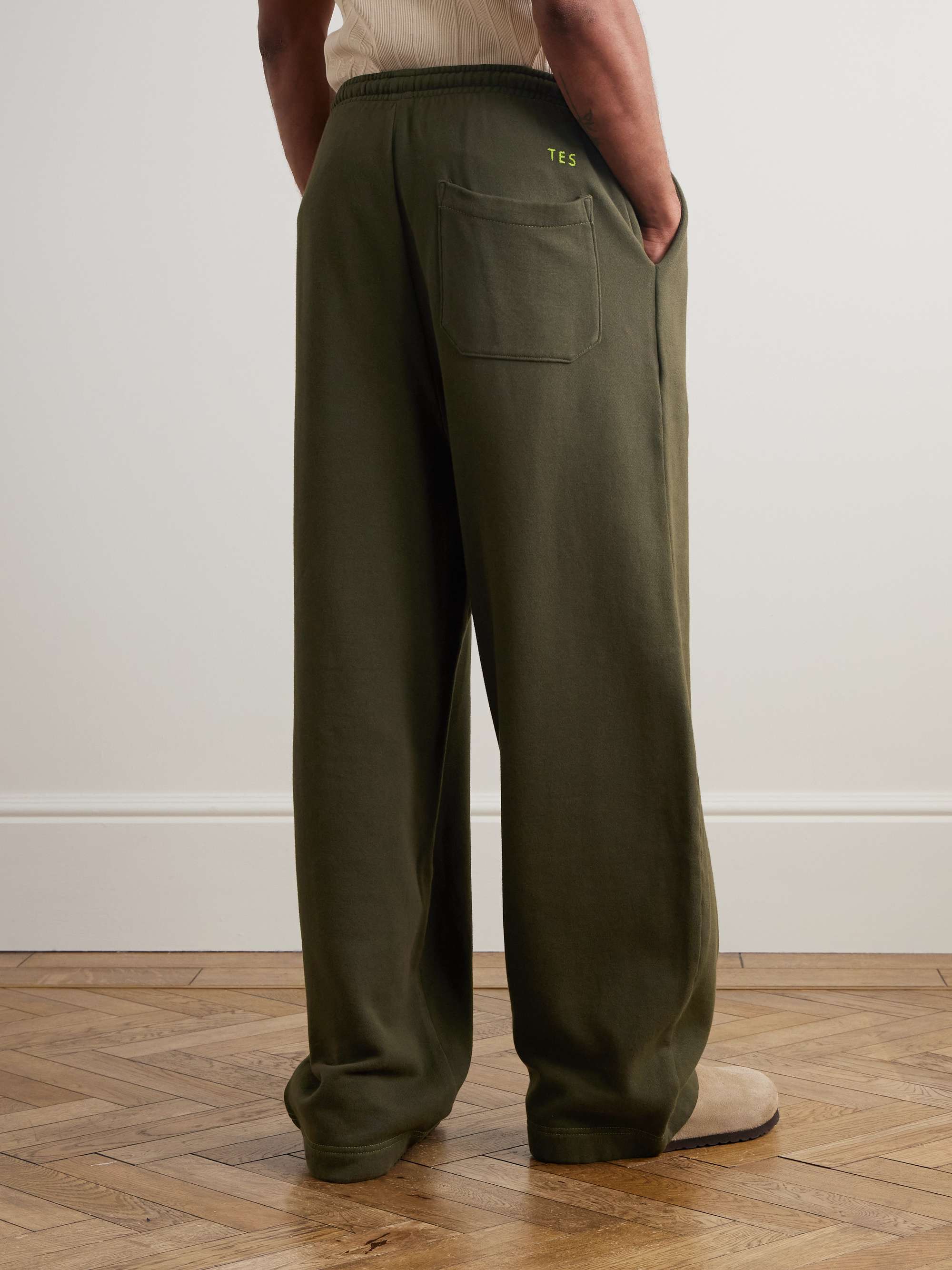 Wide-Leg Cotton and Cashmere-Blend Jersey Sweatpants view