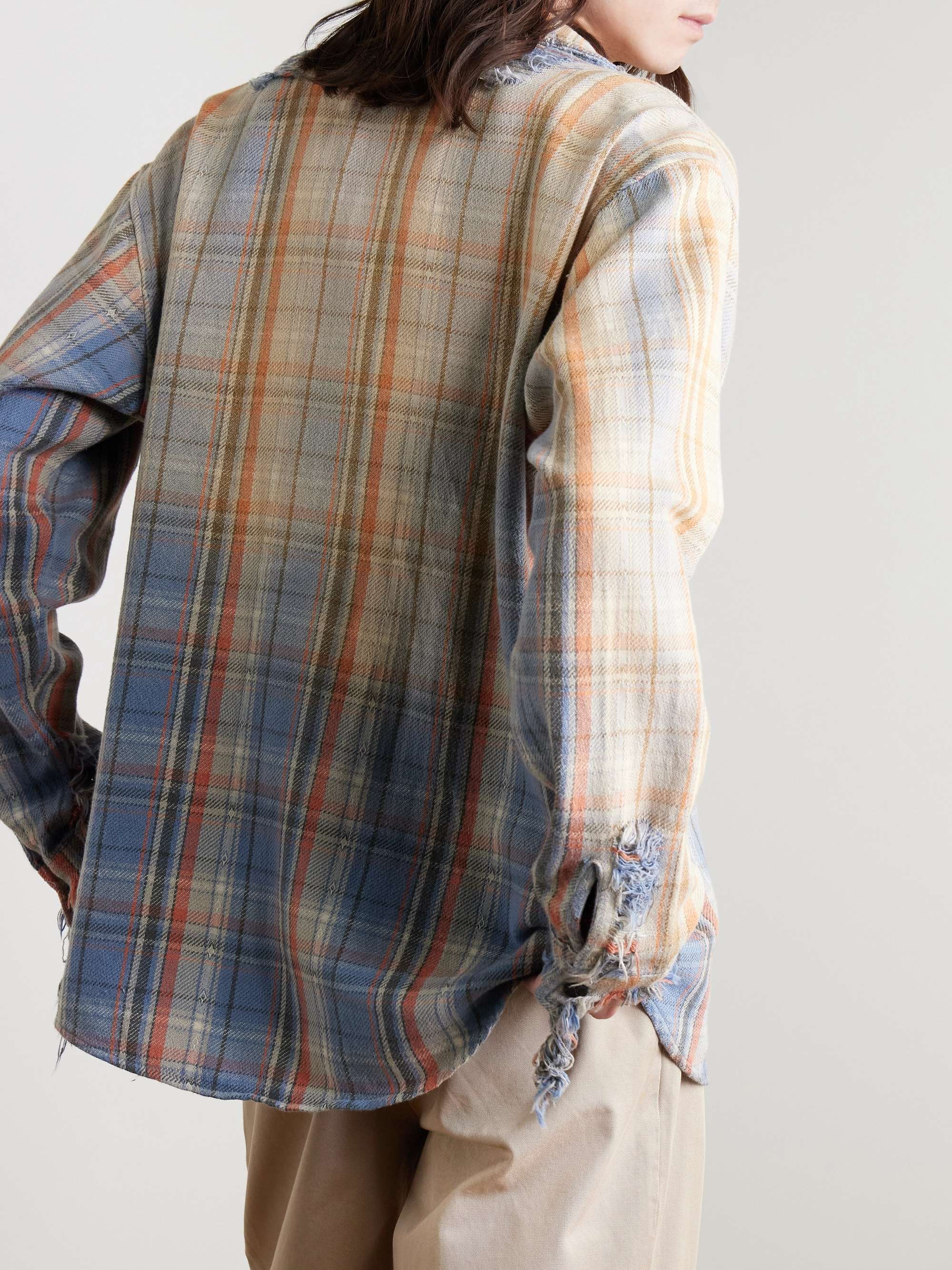 Marley Logo-Appliquéd Distressed Checked Cotton-Flannel Shirt view