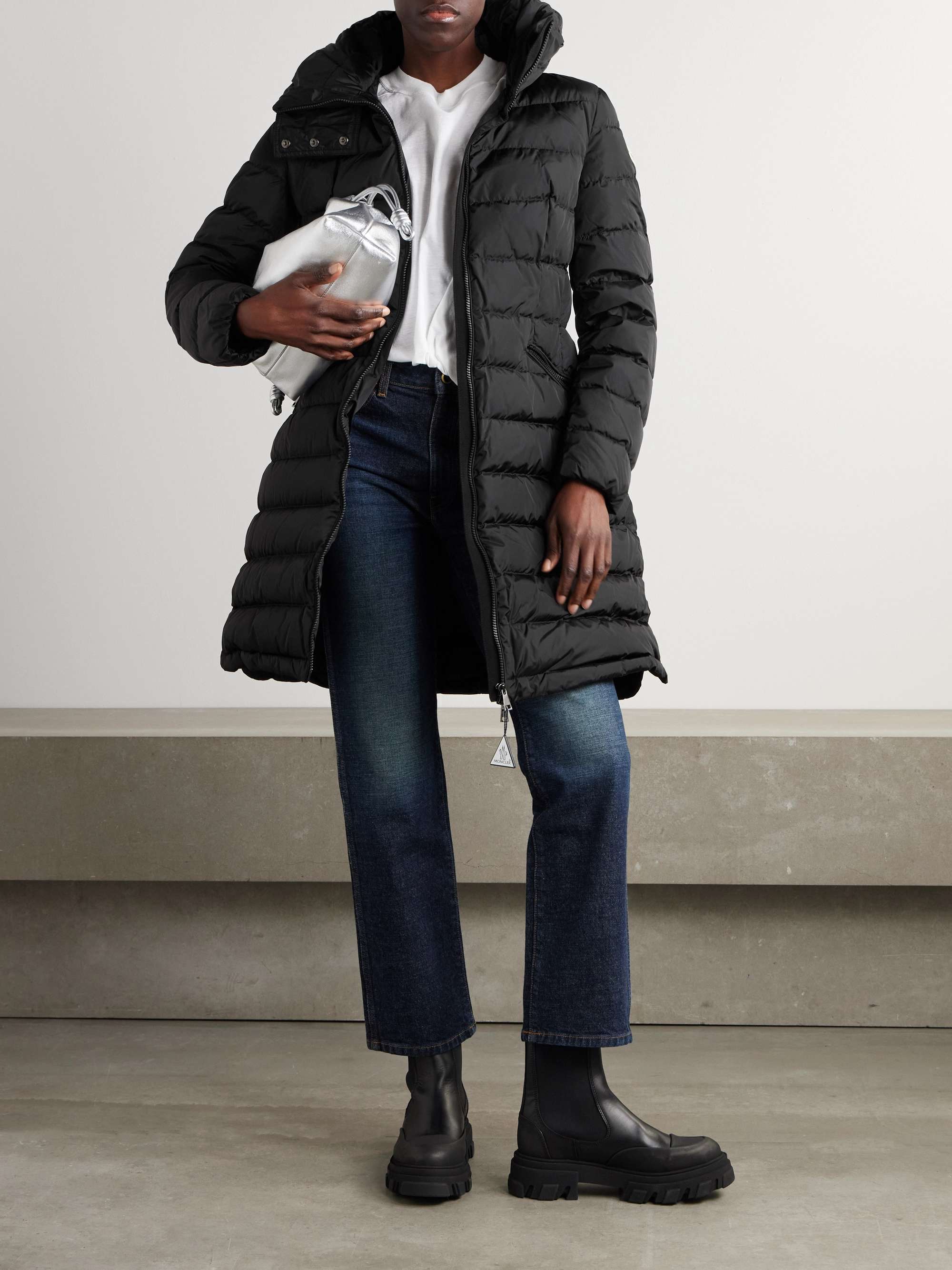 Flammette hooded quilted shell coat view