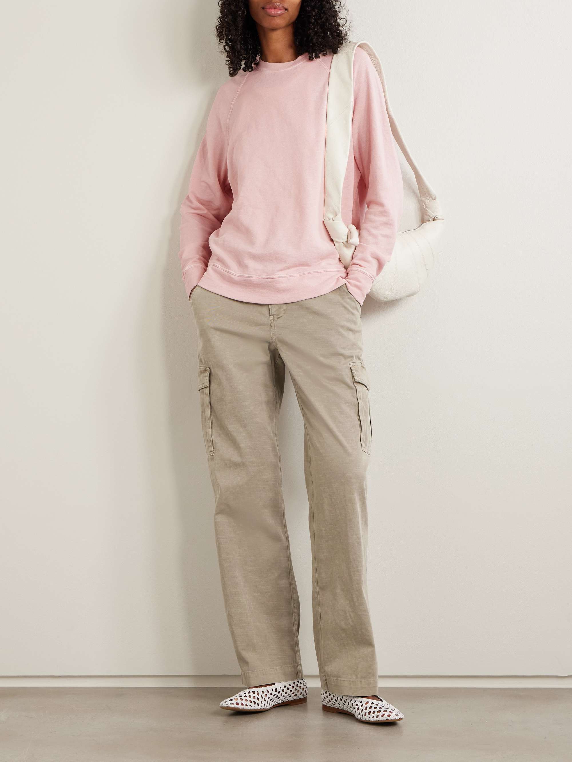 Cotton-blend twill straight-leg cargo pants view