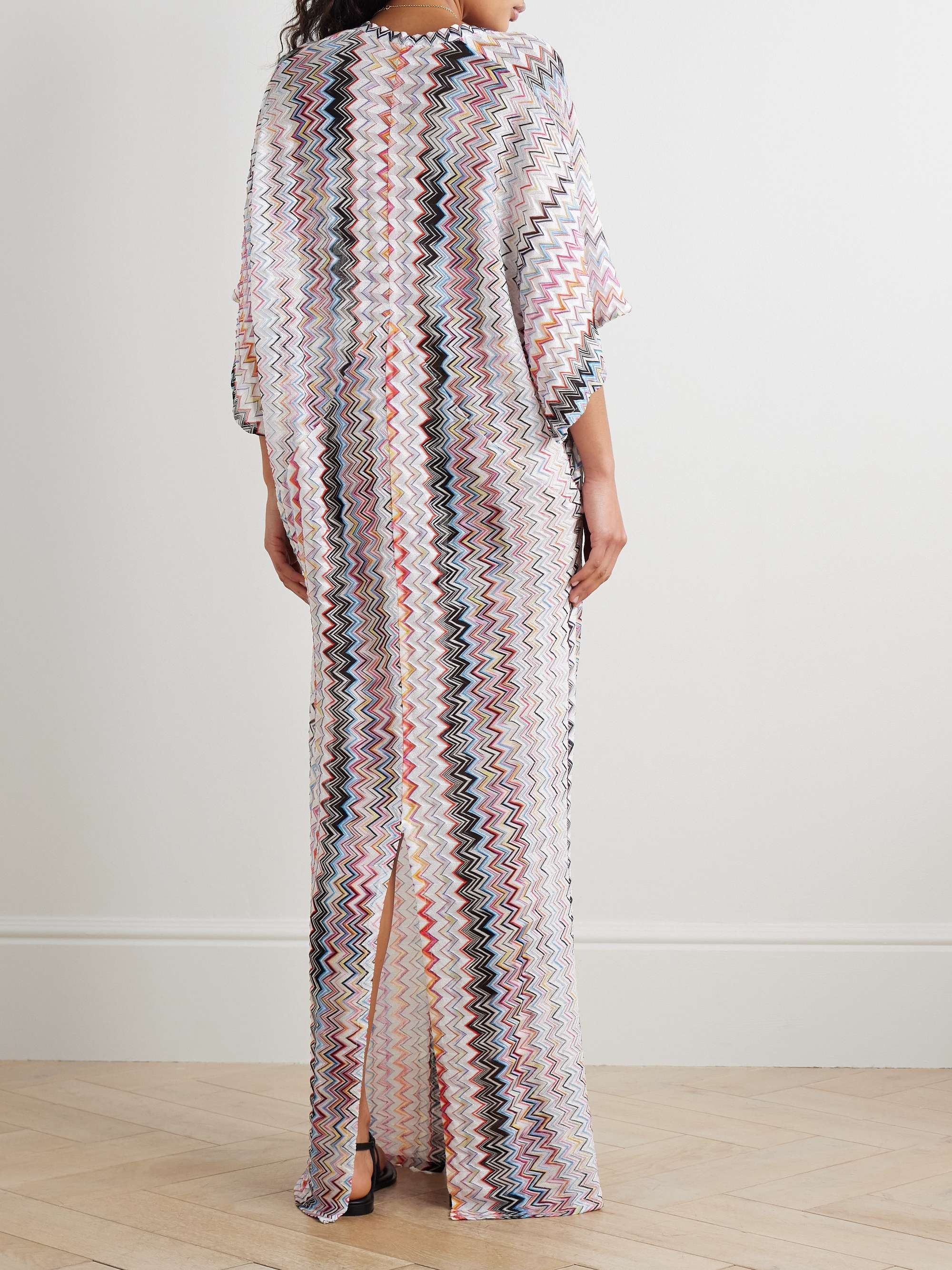 Striped crochet-knit coverup view